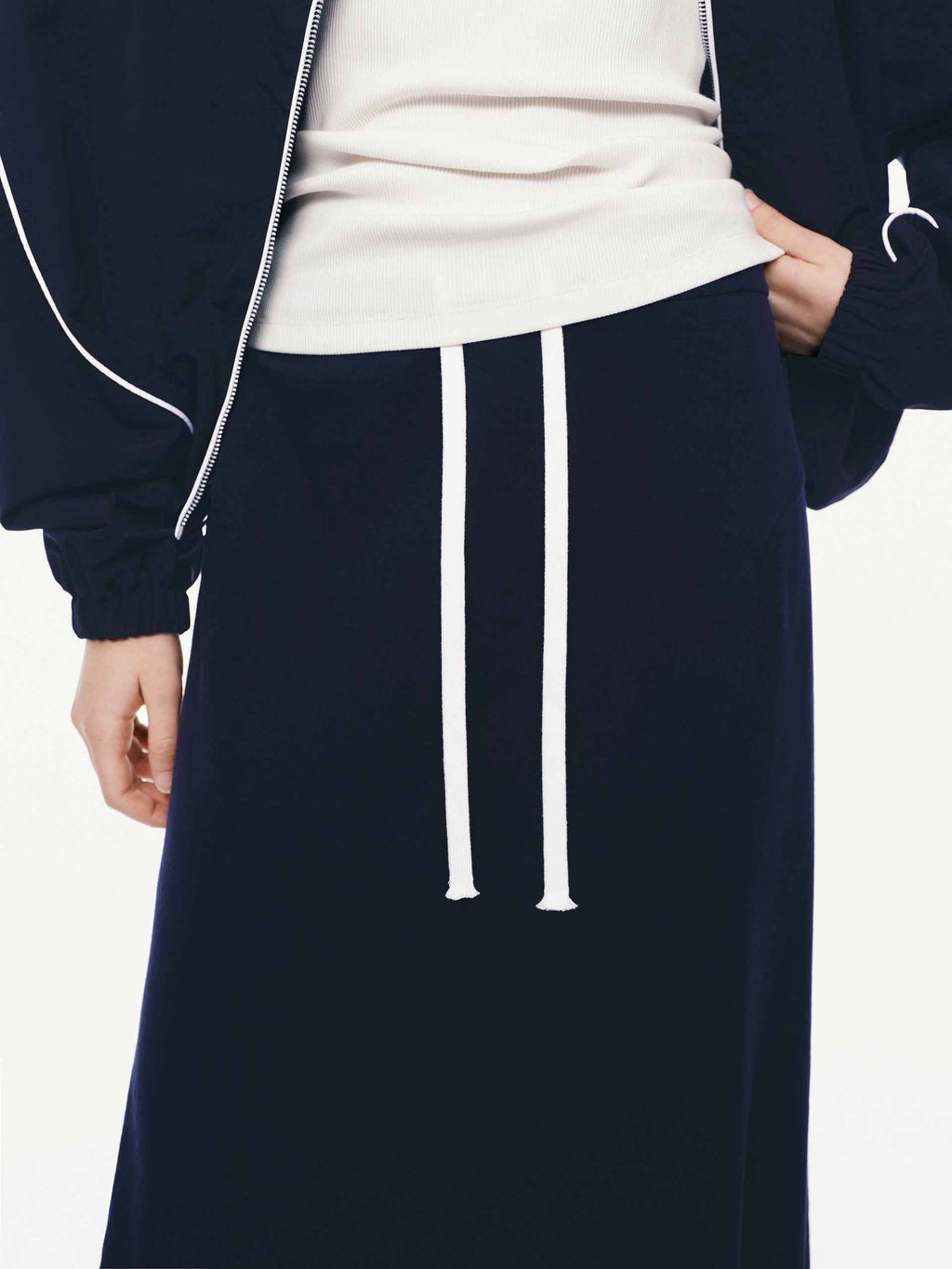 Raw Hem Drawstring Skirt