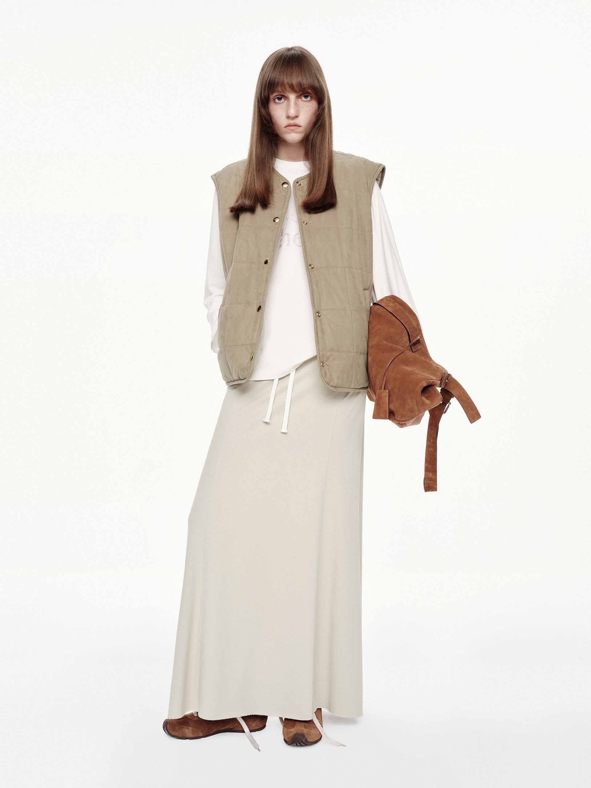 Raw Hem Drawstring Skirt