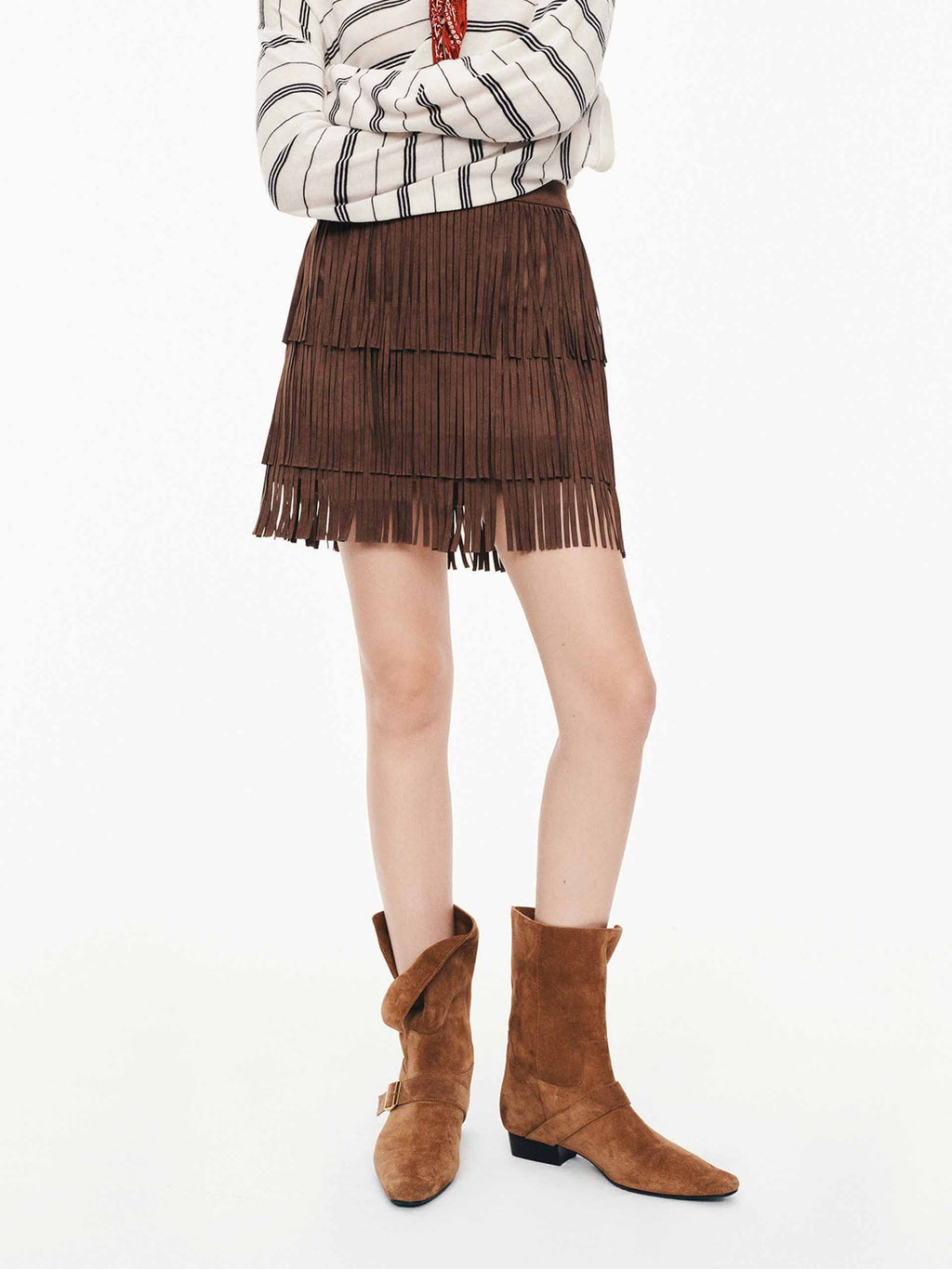 Fringe Faux Suede Mini Skirt