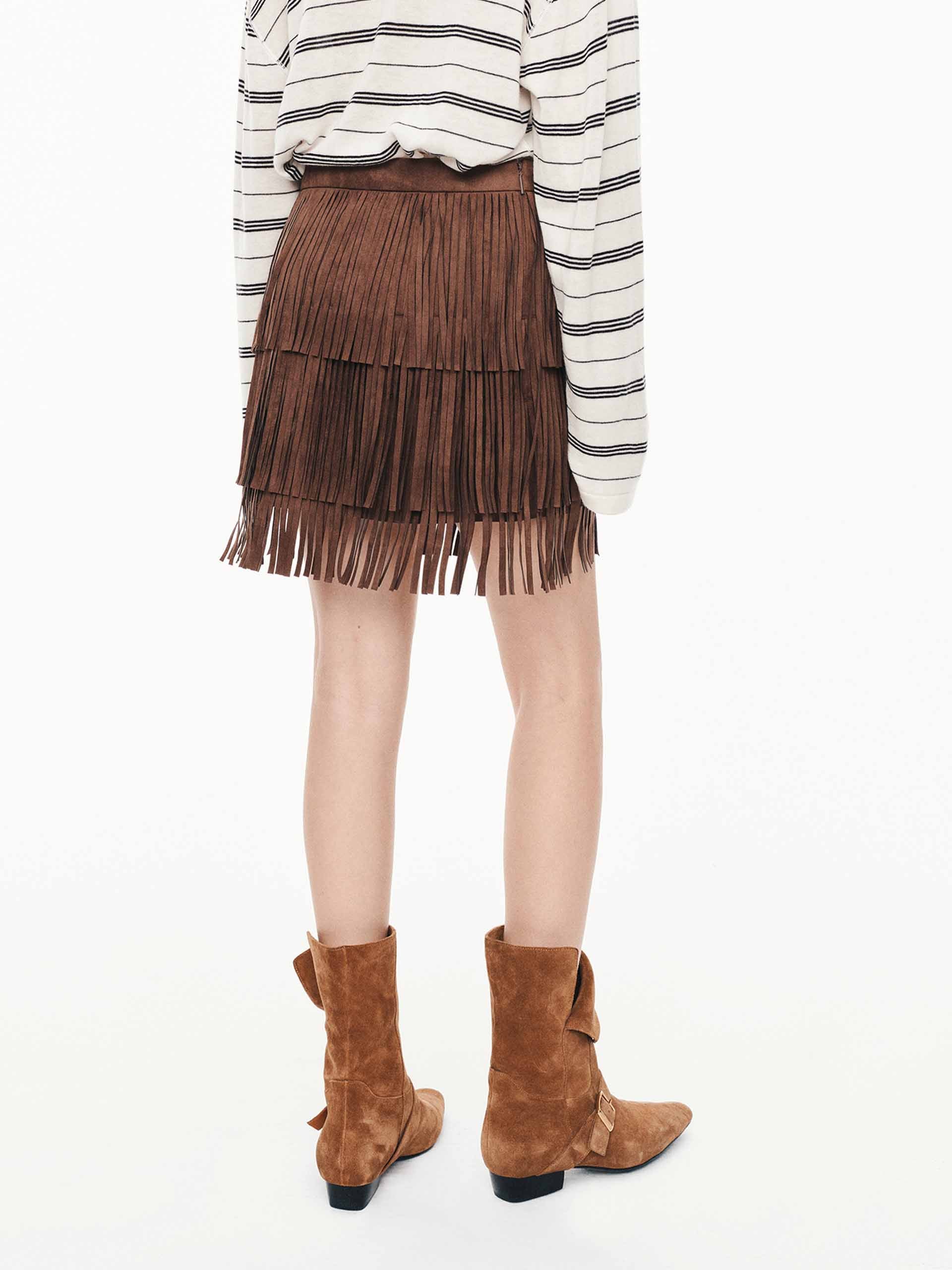 Fringe Faux Suede Mini Skirt
