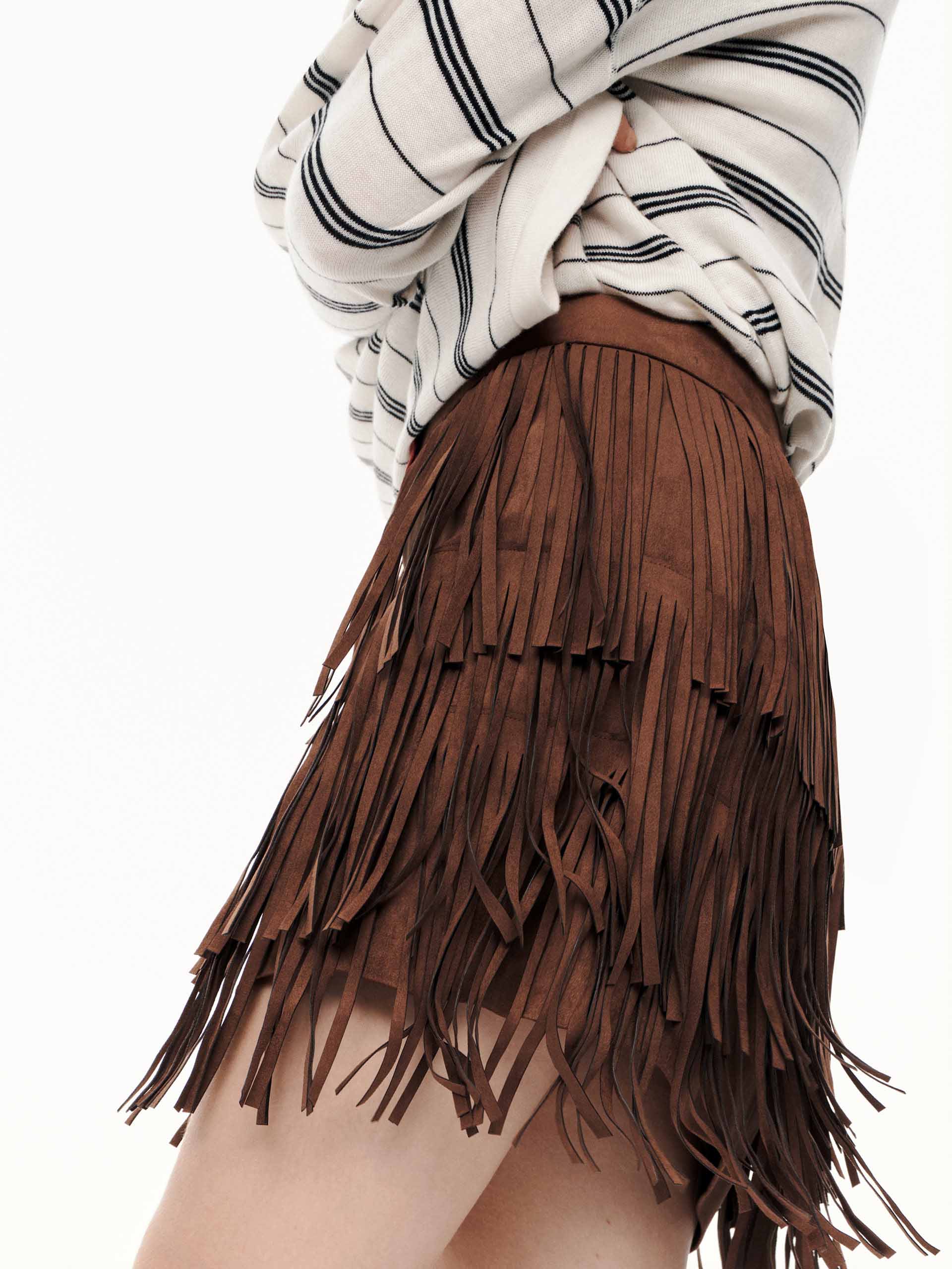 Fringe Faux Suede Mini Skirt