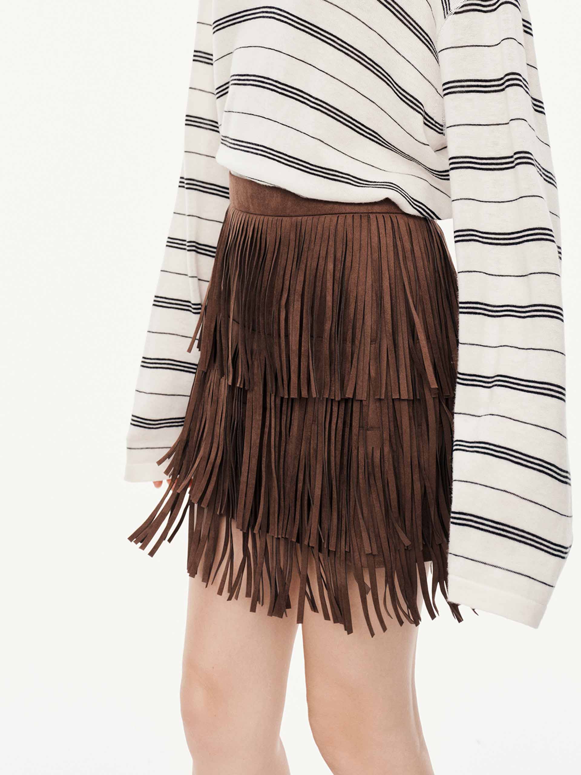 Fringe Faux Suede Mini Skirt