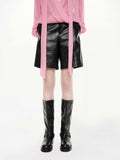 PU Leather Black Shorts