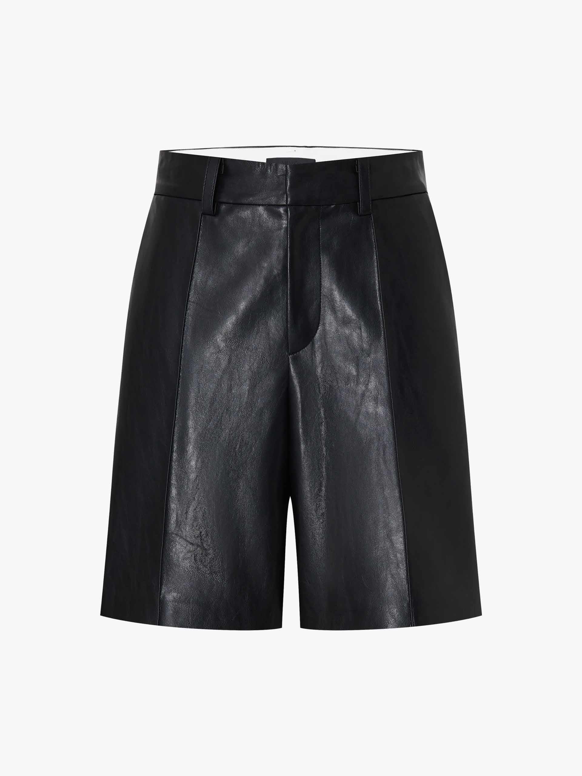 PU Leather Black Shorts