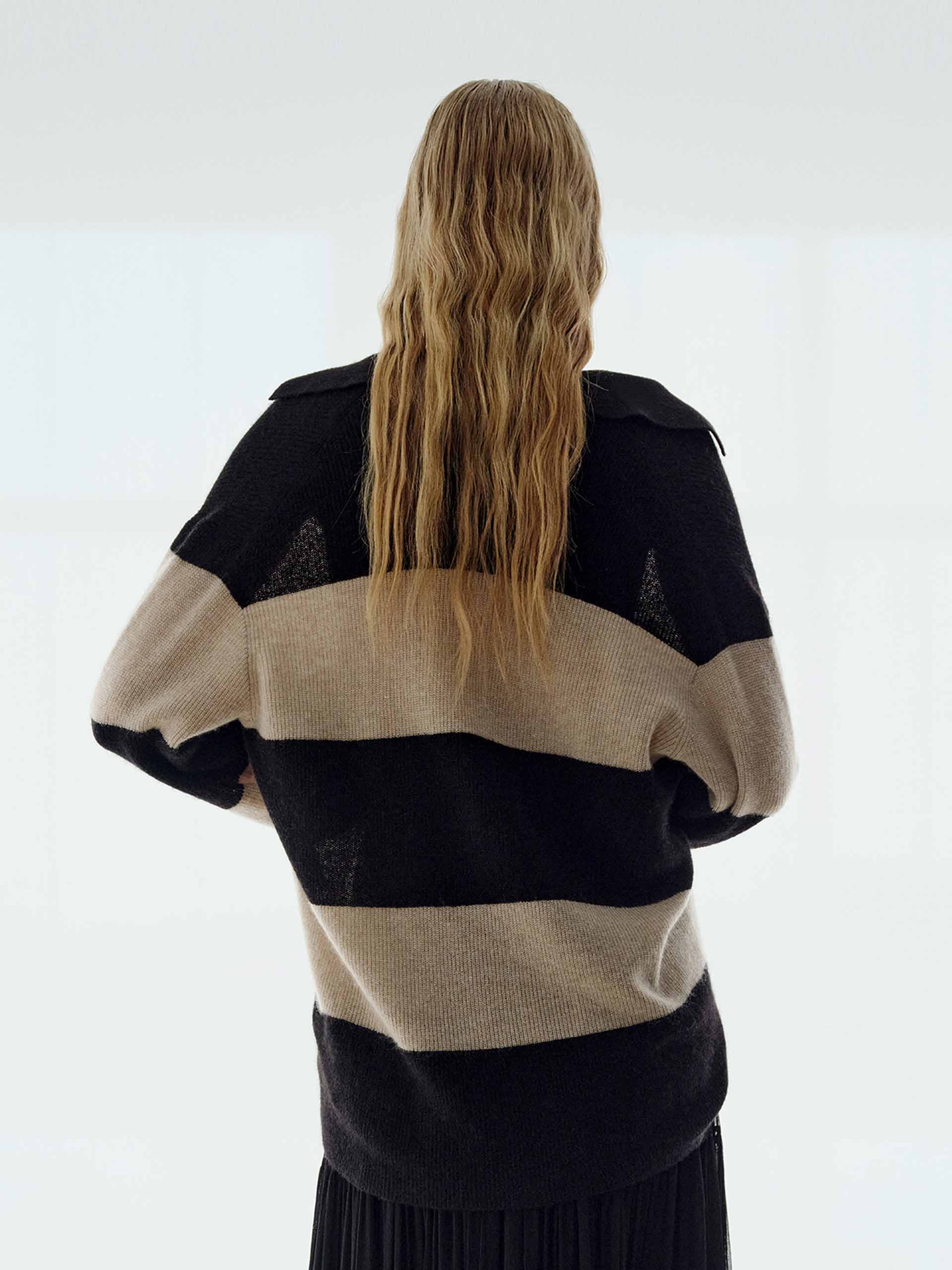 Striped V-neck Sweater