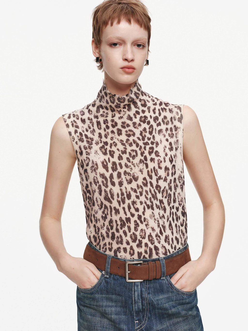 Leopard Print Turtleneck Sweater
