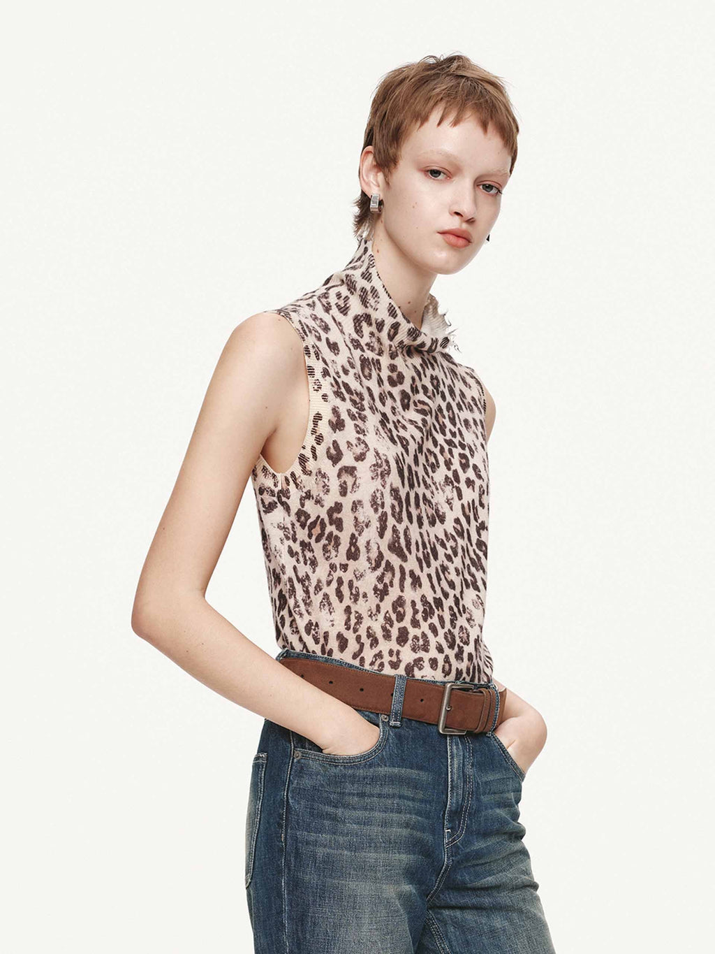 Leopard Print Turtleneck Sweater