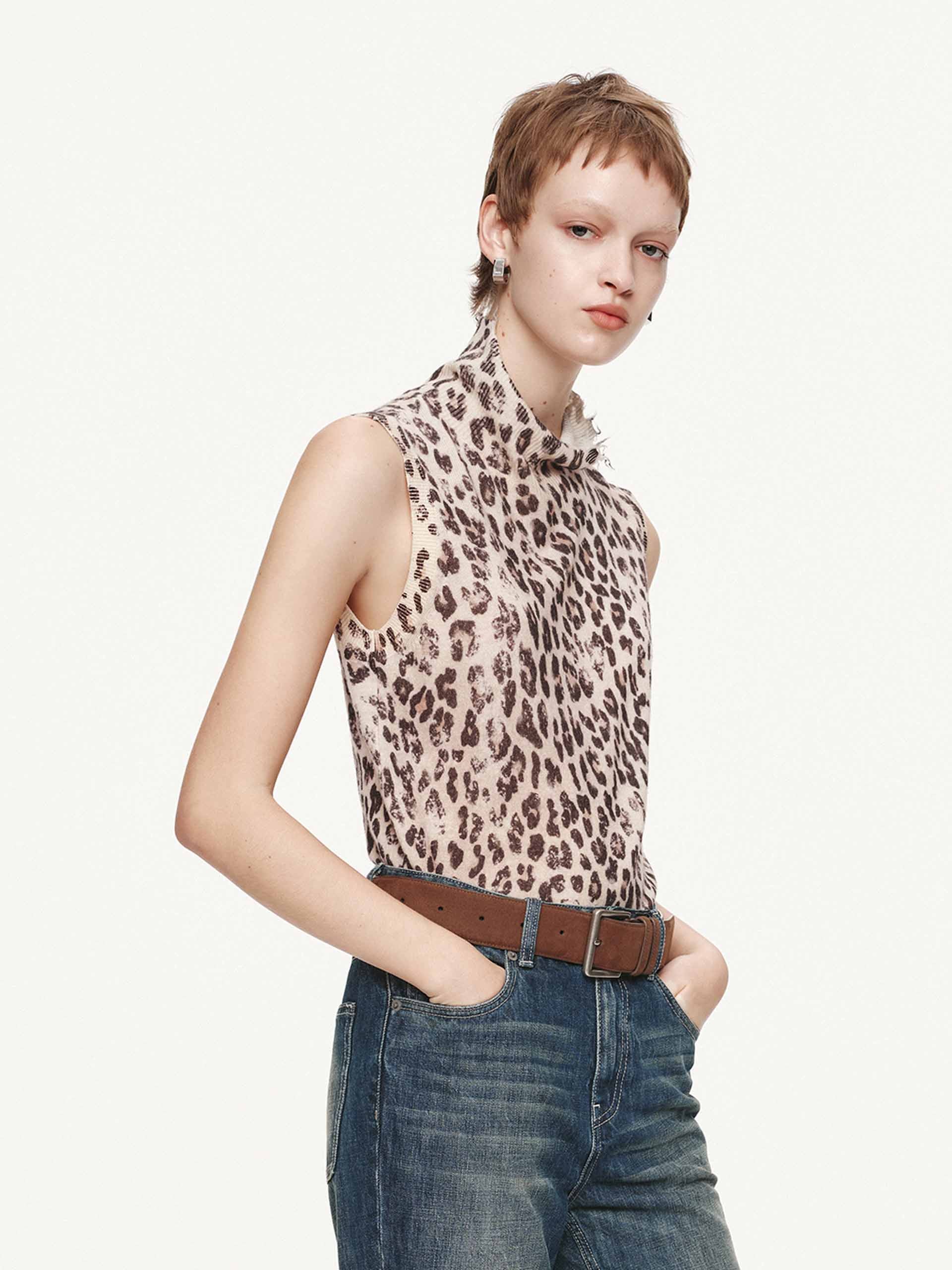 Leopard Print Turtleneck Sweater