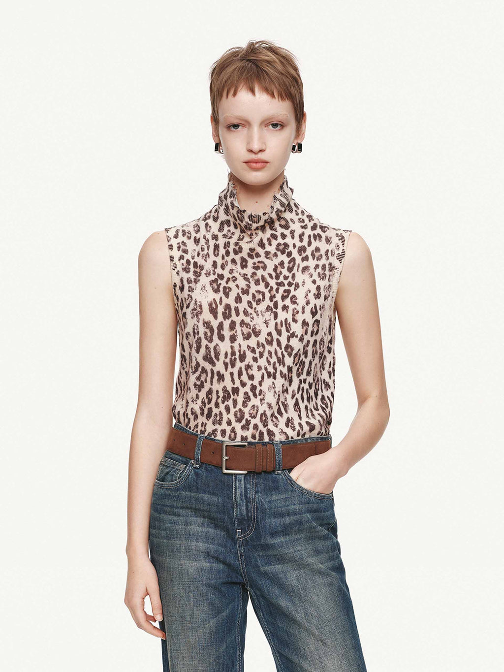 Leopard Print Turtleneck Sweater