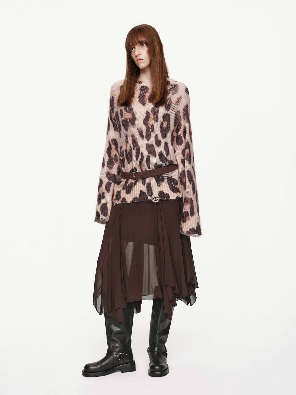 Leopard Print Distressed Sweater