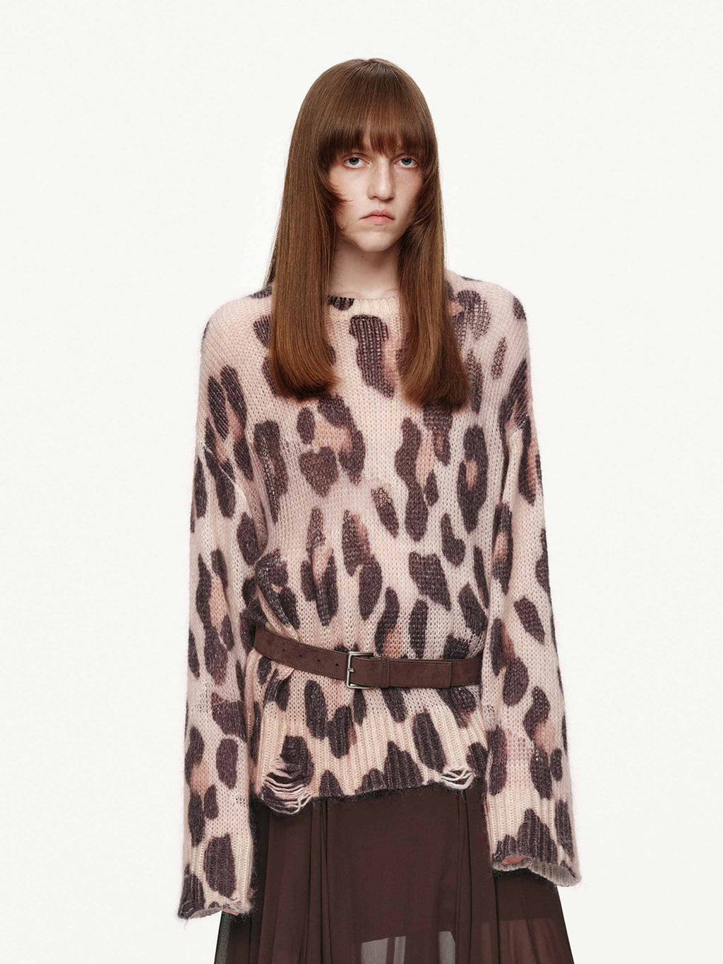 Leopard Print Distressed Sweater