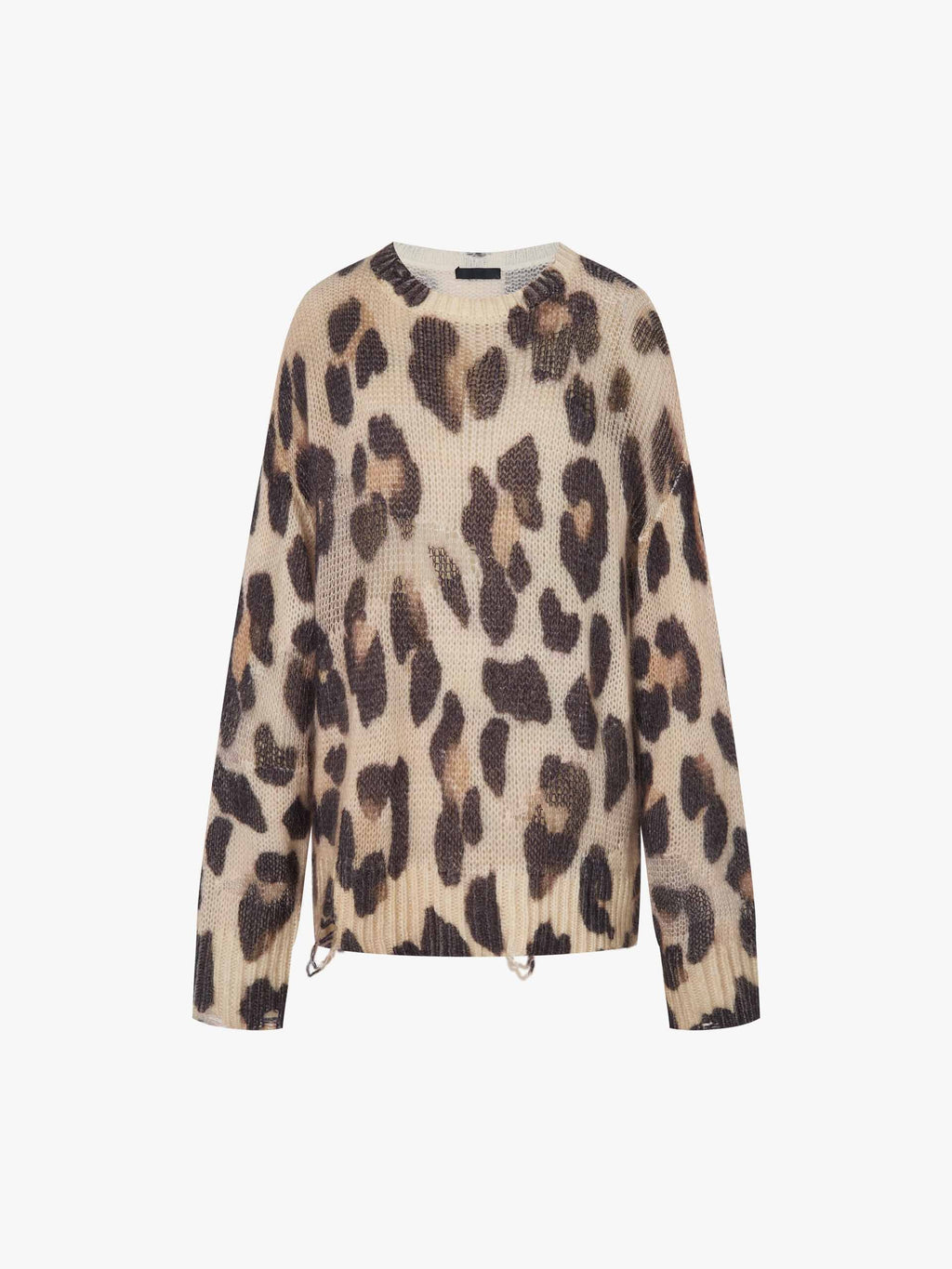 Leopard Print Distressed Sweater