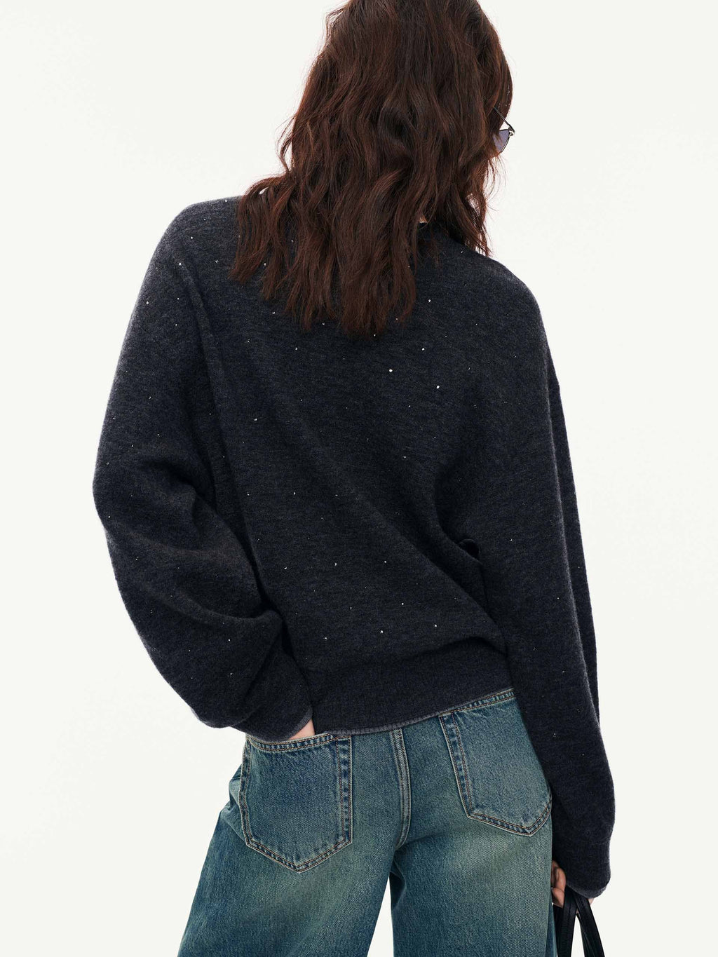 Rhinestone Wool Blend Sweater