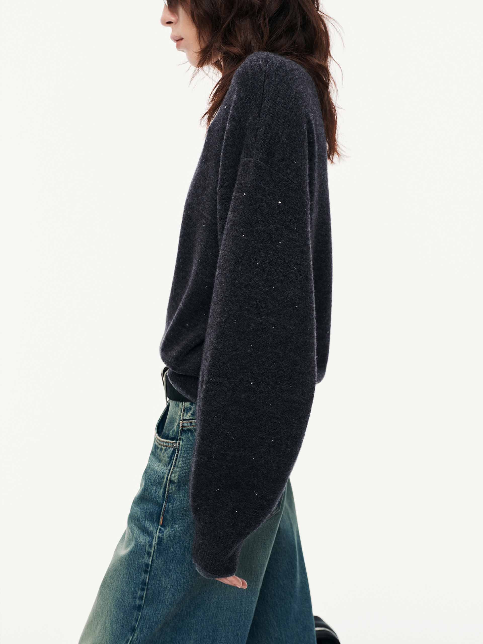Rhinestone Wool Blend Sweater