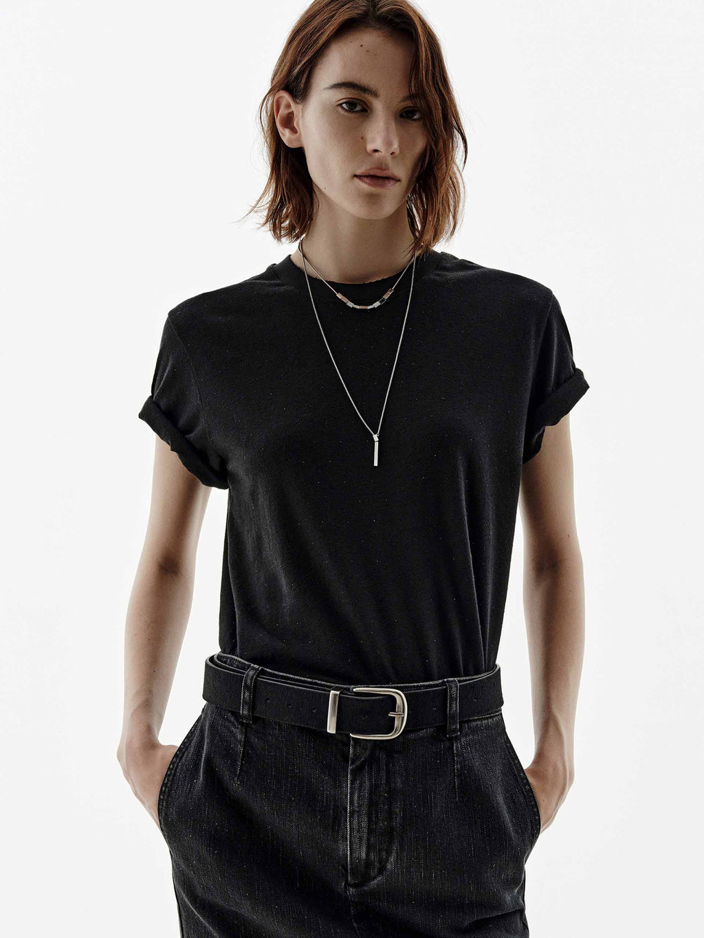 Cotton Linen Rhinestones T-shirt