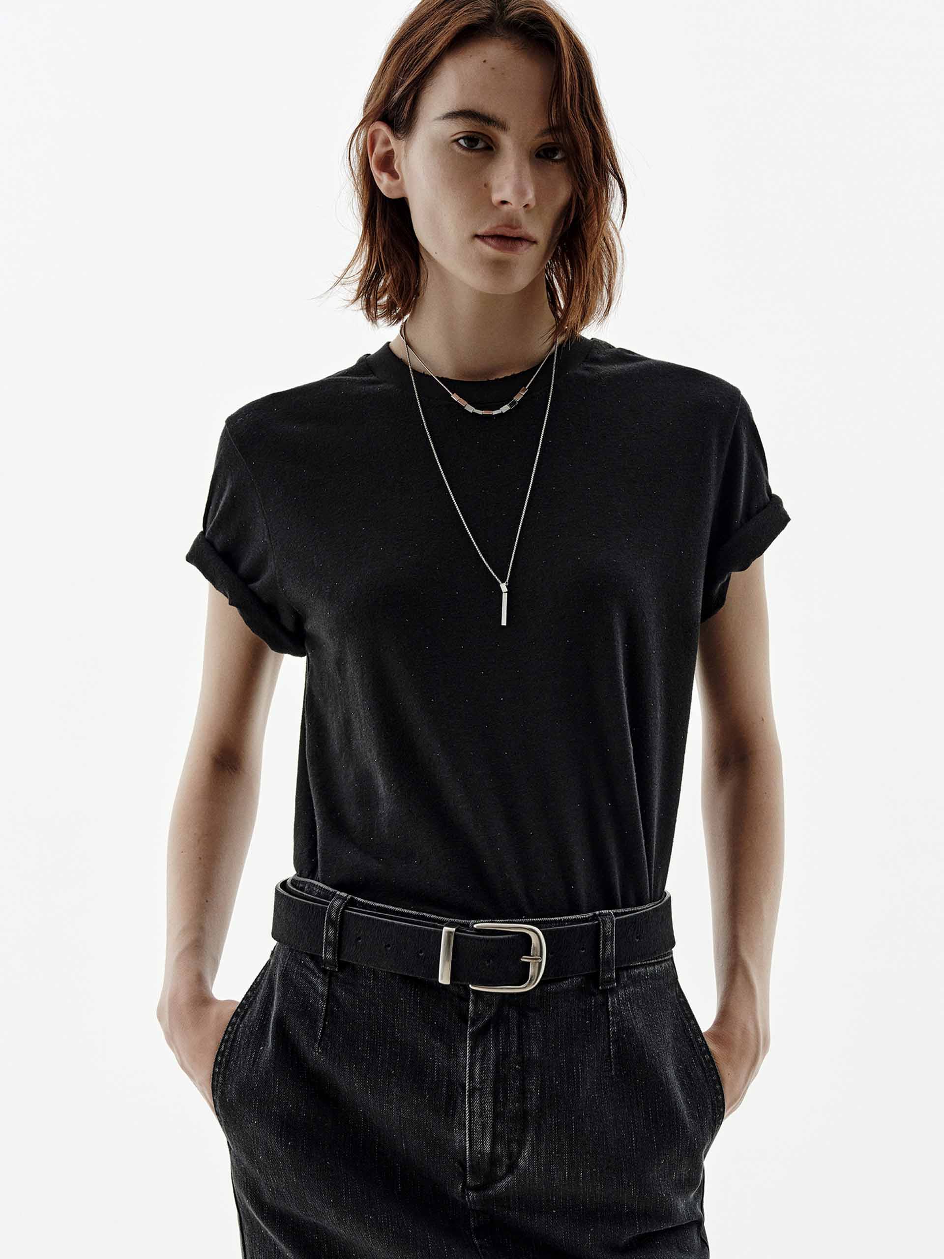 Cotton Linen Rhinestones T-shirt