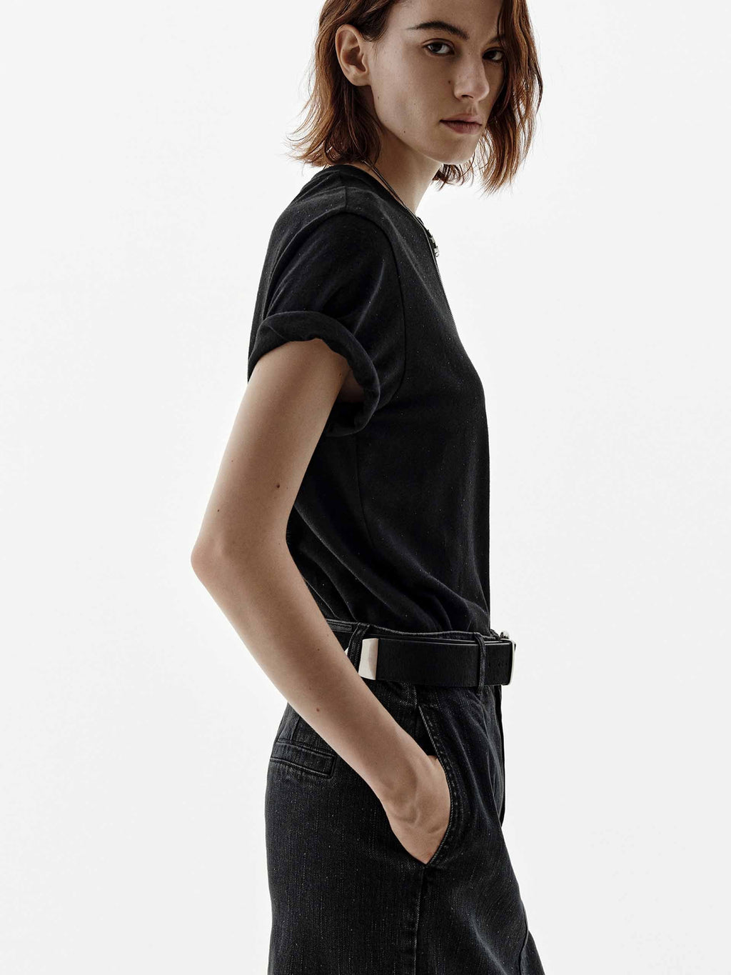 Cotton Linen Rhinestones T-shirt