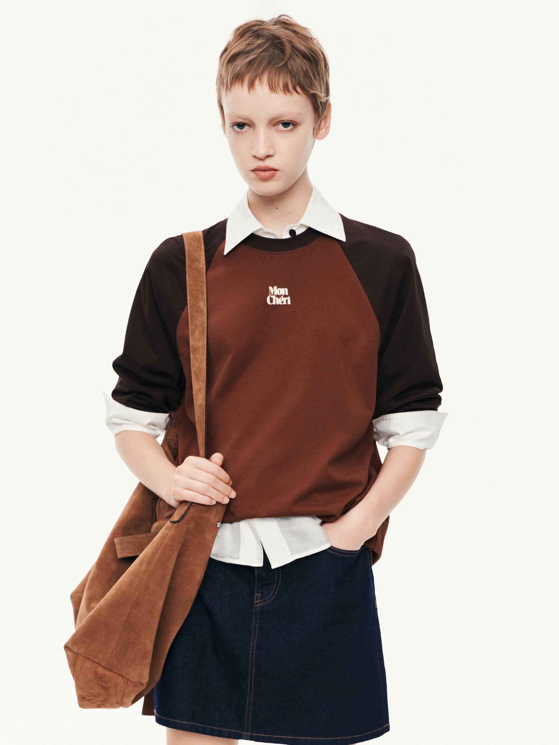 Contrast Raglan Sleeves T-shirt