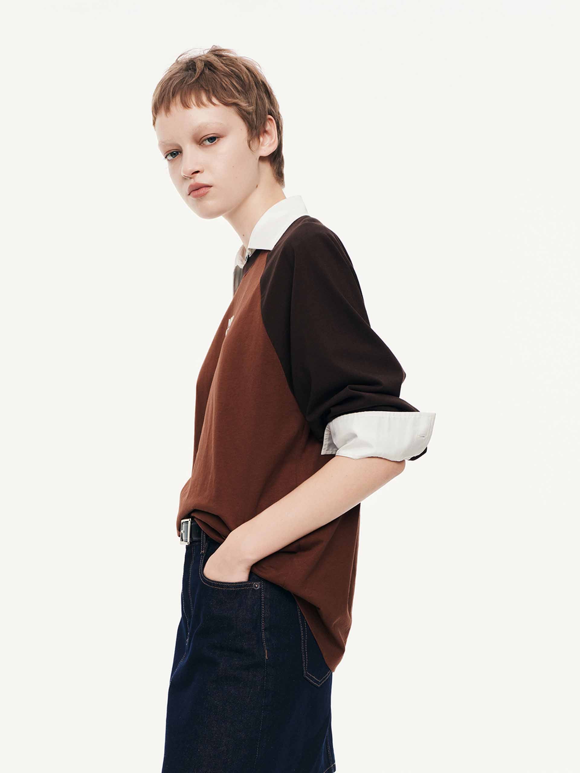 Contrast Raglan Sleeves T-shirt