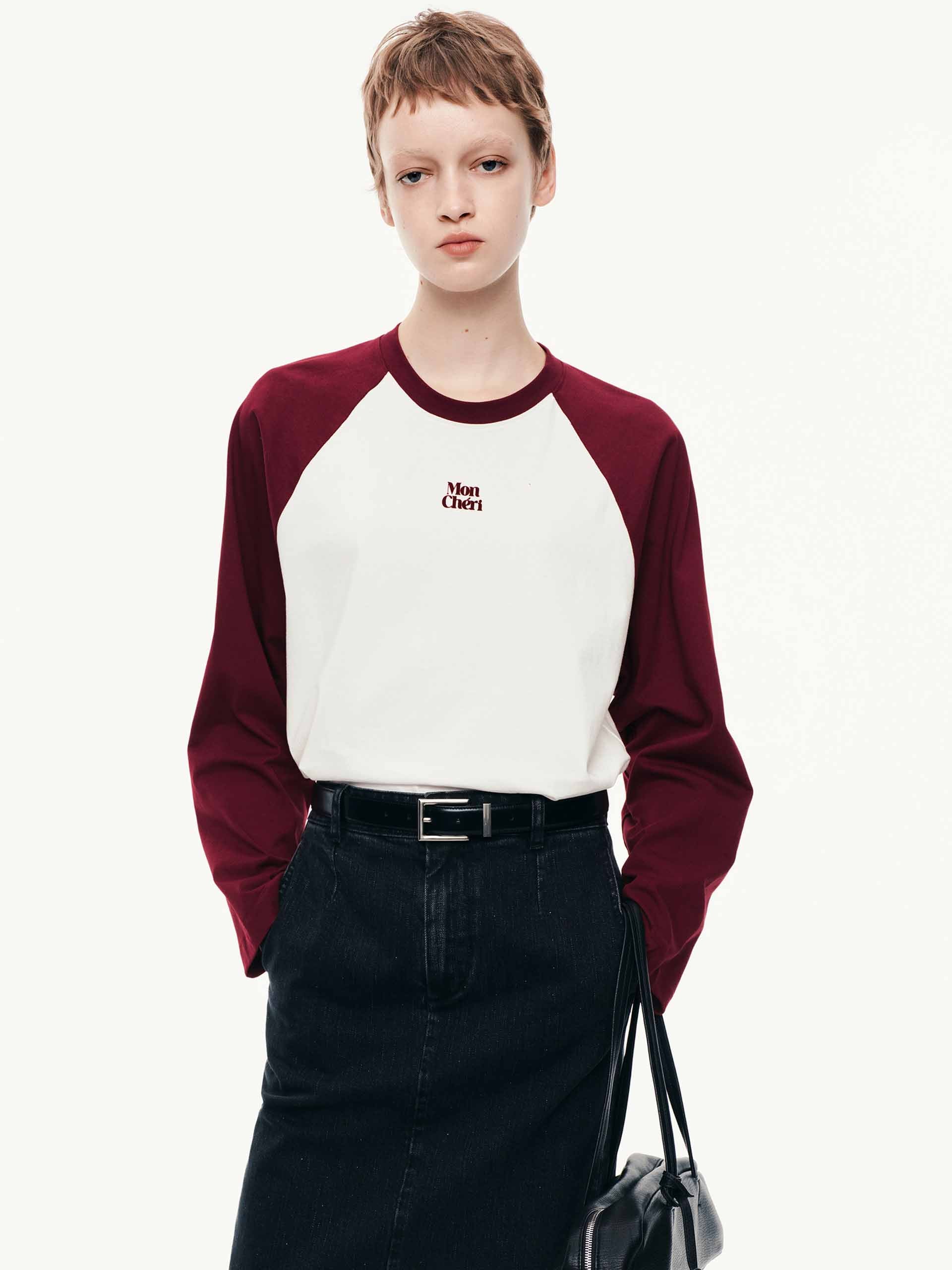 Contrast Raglan Sleeves T-shirt