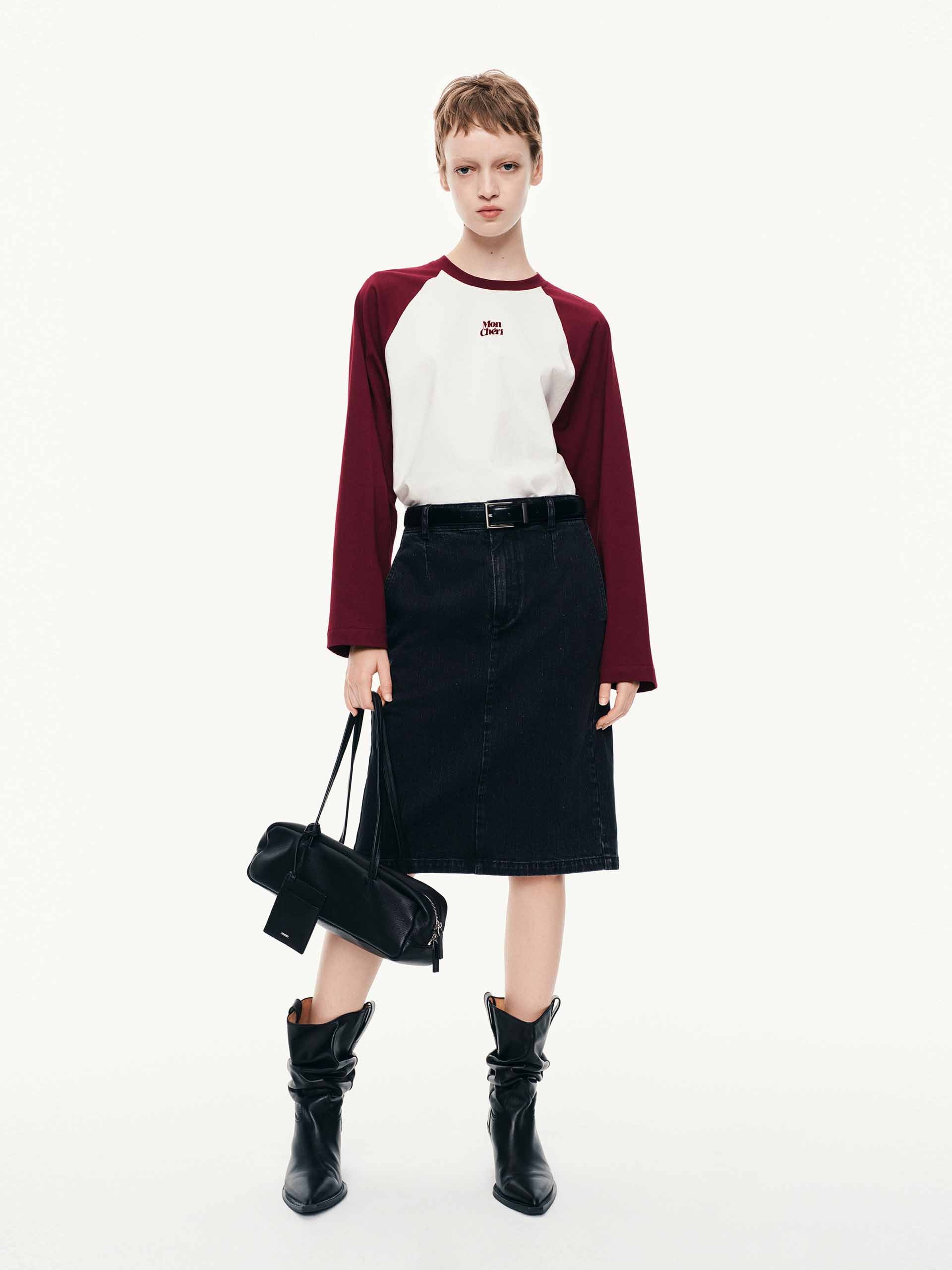 Contrast Raglan Sleeves T-shirt