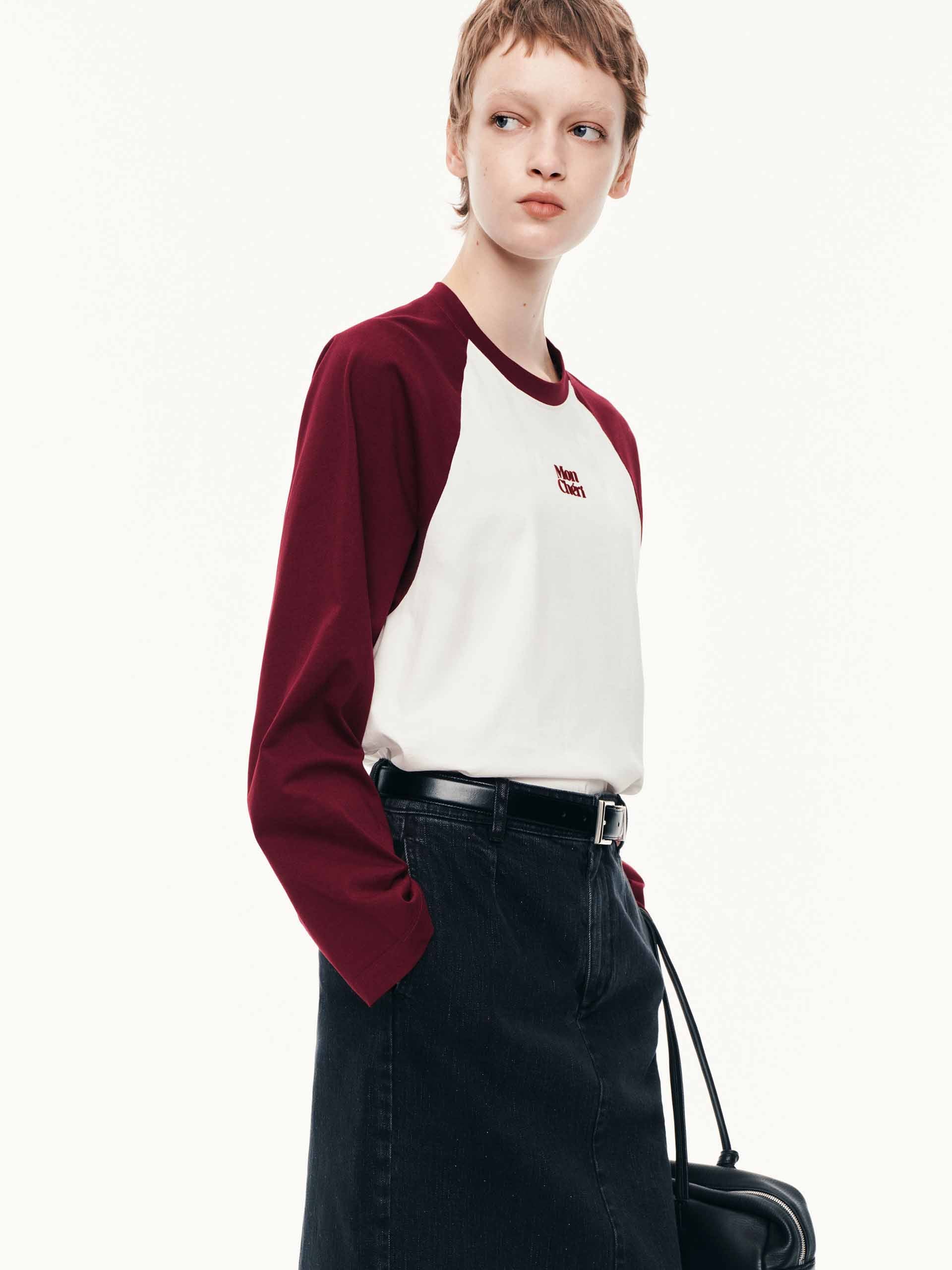 Contrast Raglan Sleeves T-shirt