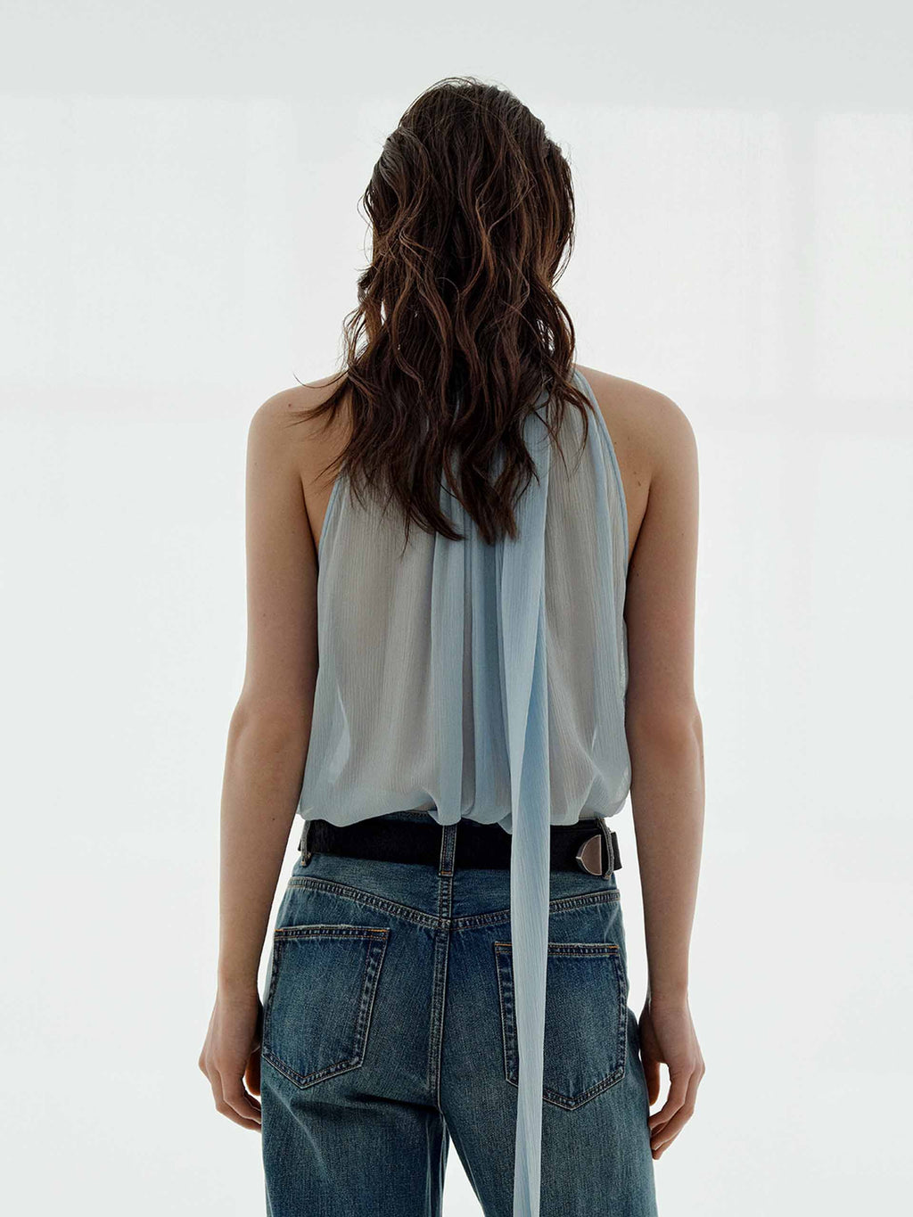 Pleated Detail Silk Blouse