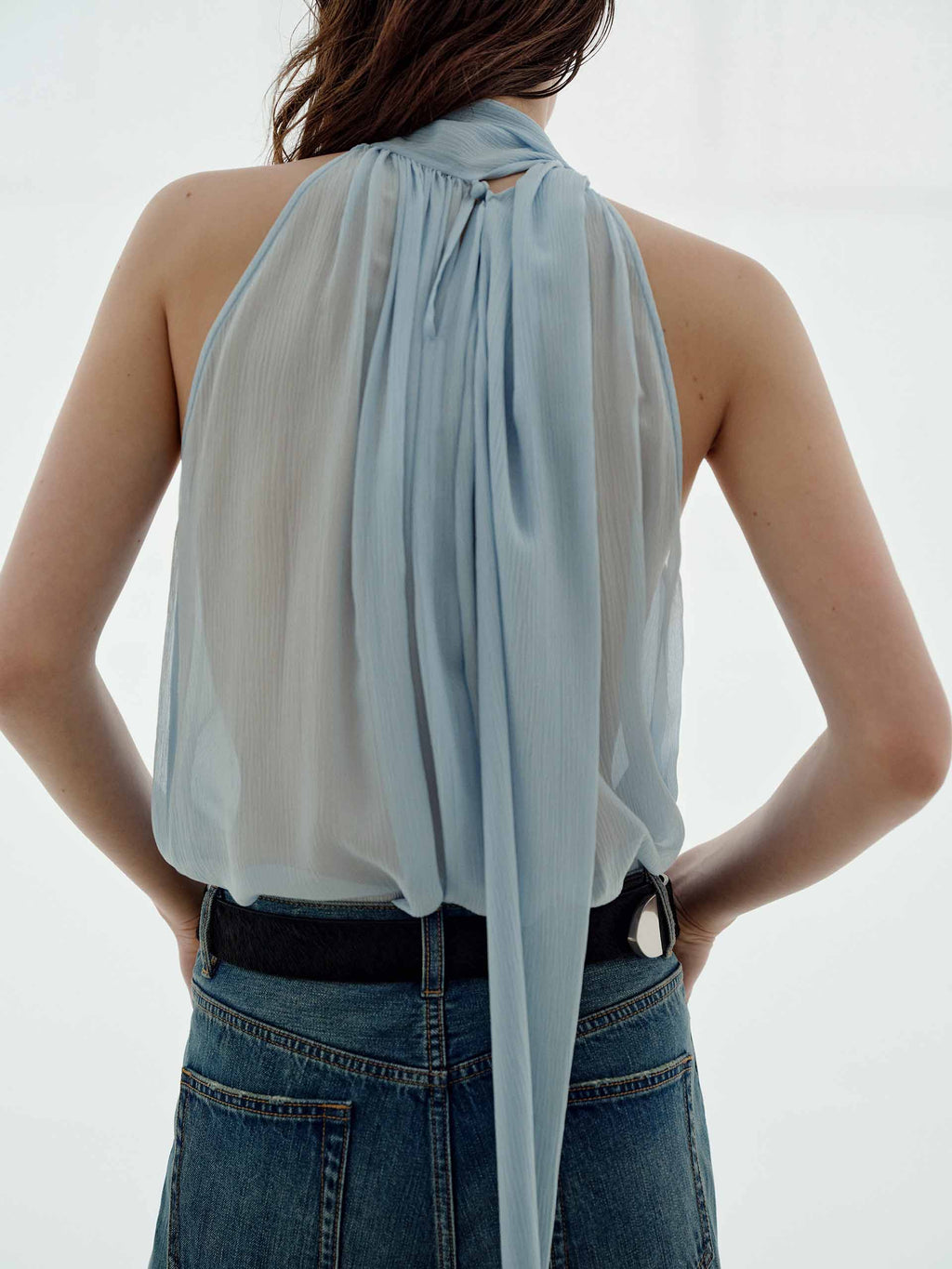 Pleated Detail Silk Blouse