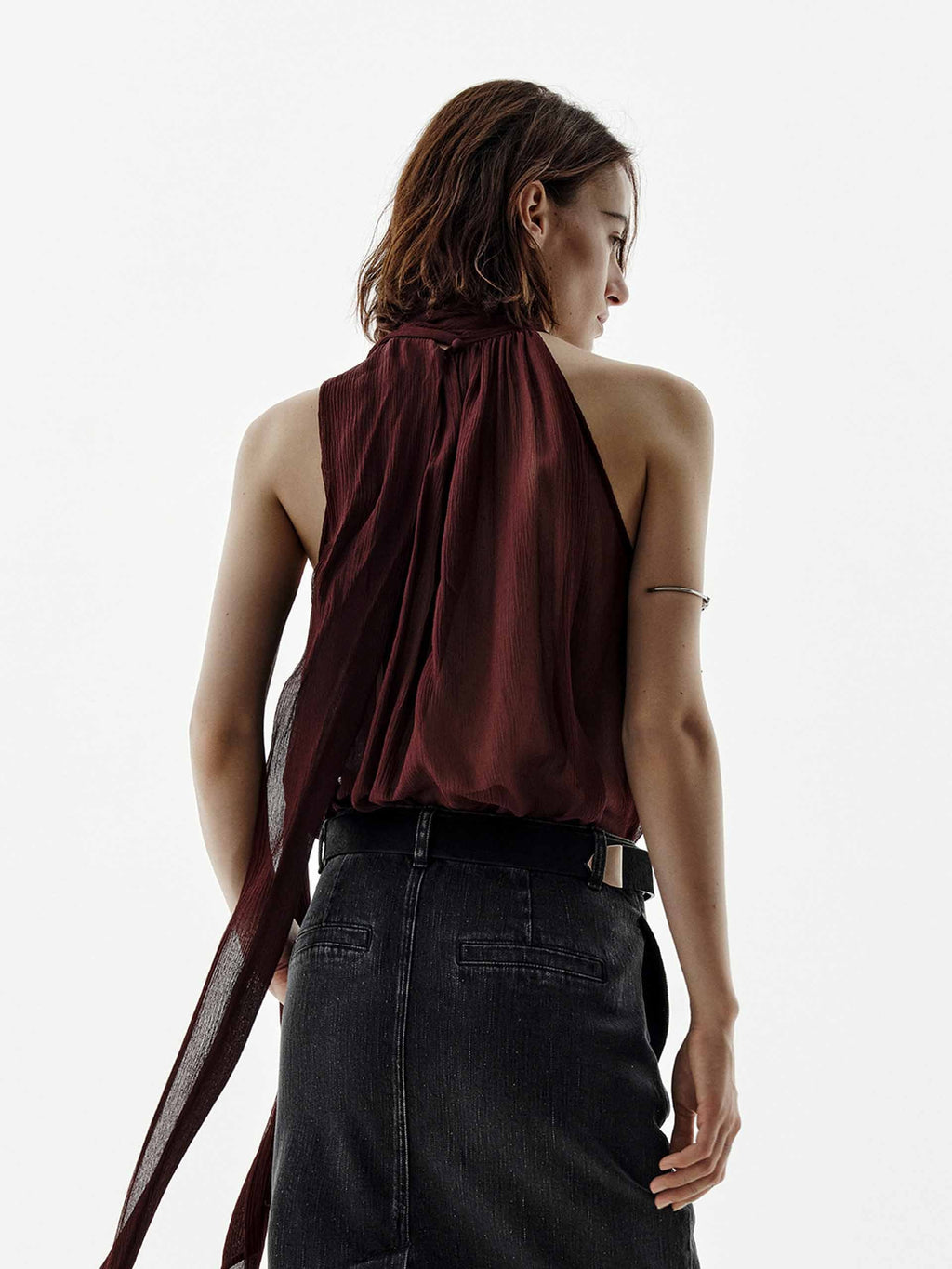 Pleated Detail Silk Blouse