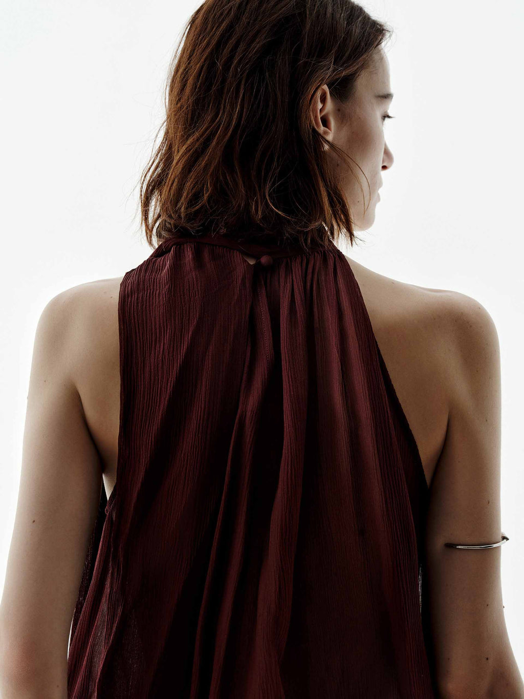 Pleated Detail Silk Blouse