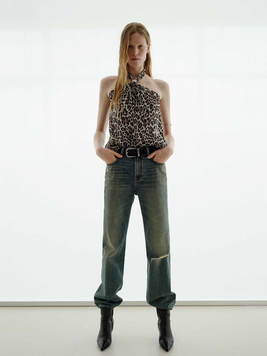 Leopard Print Halterneck Blouse