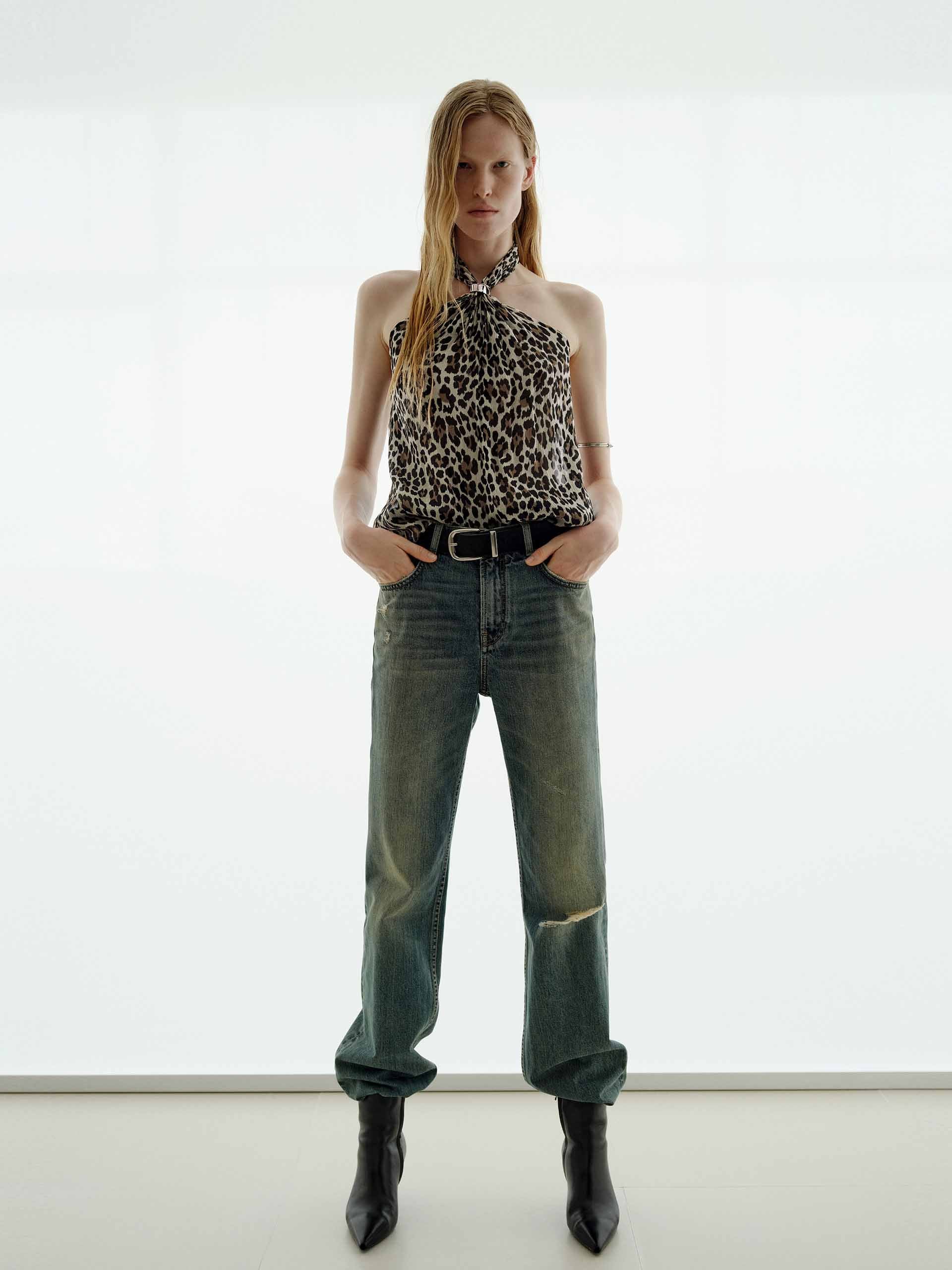 Leopard Print Halterneck Blouse