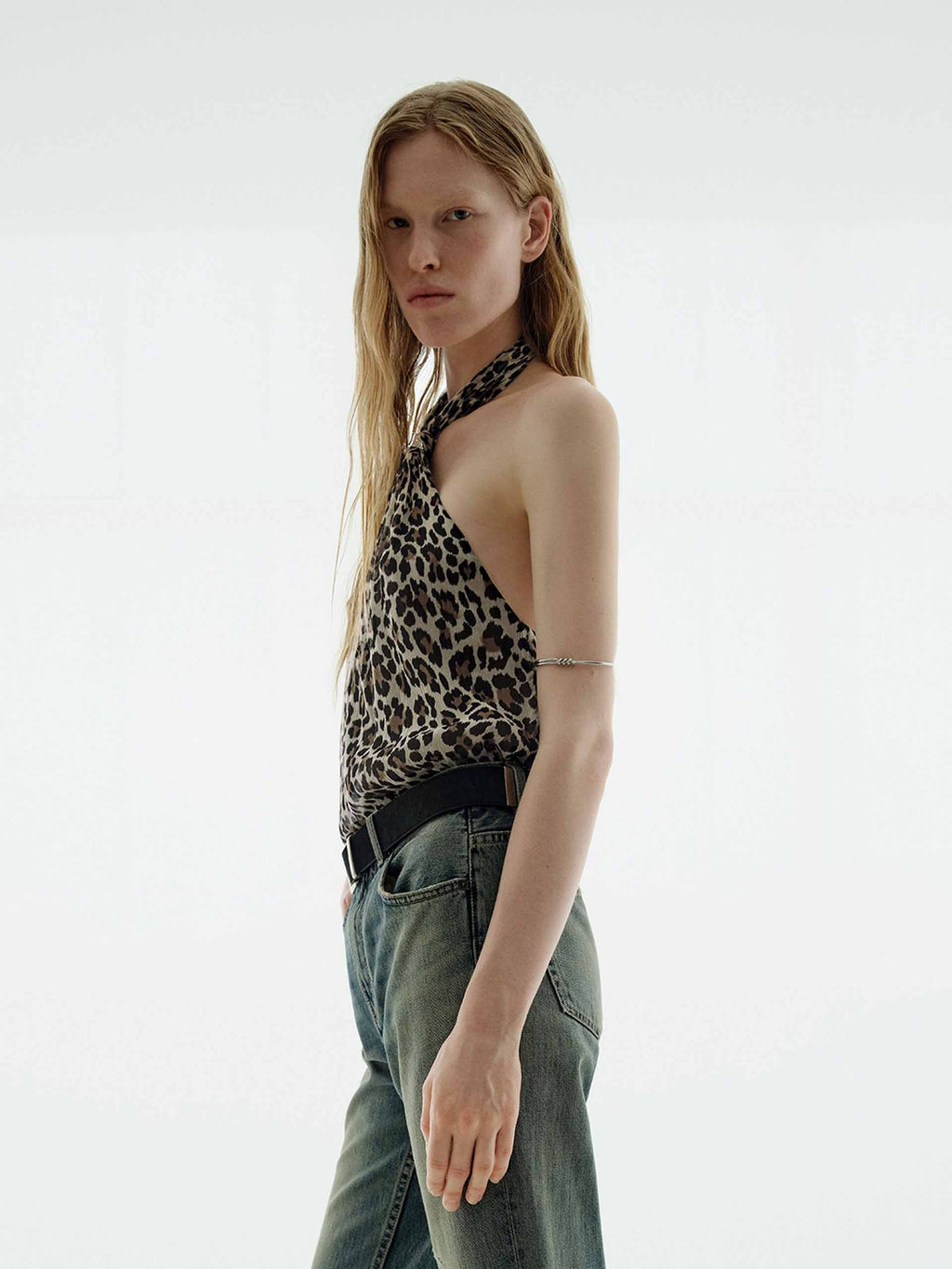 Leopard Print Halterneck Blouse