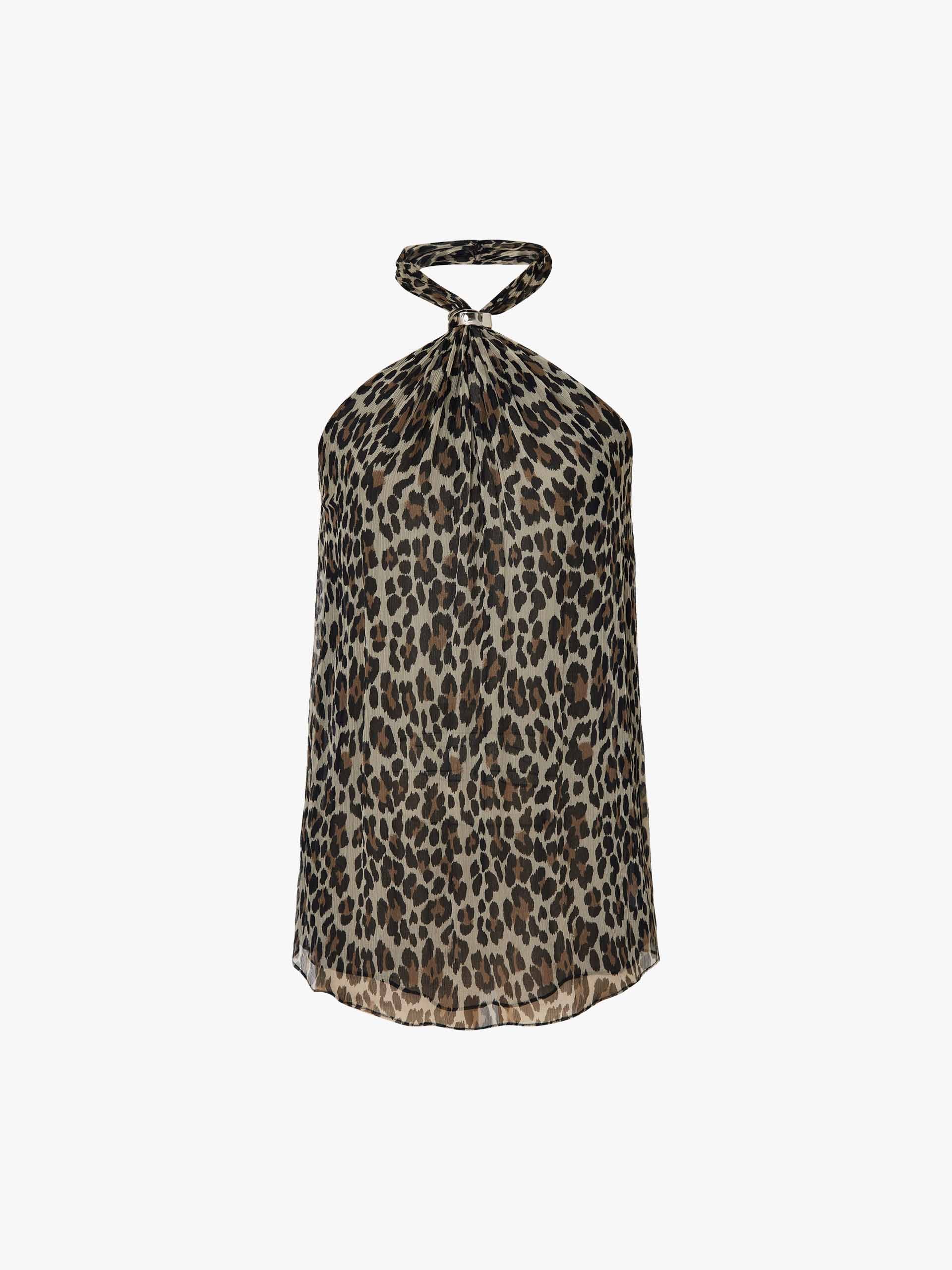 Leopard Print Halterneck Blouse