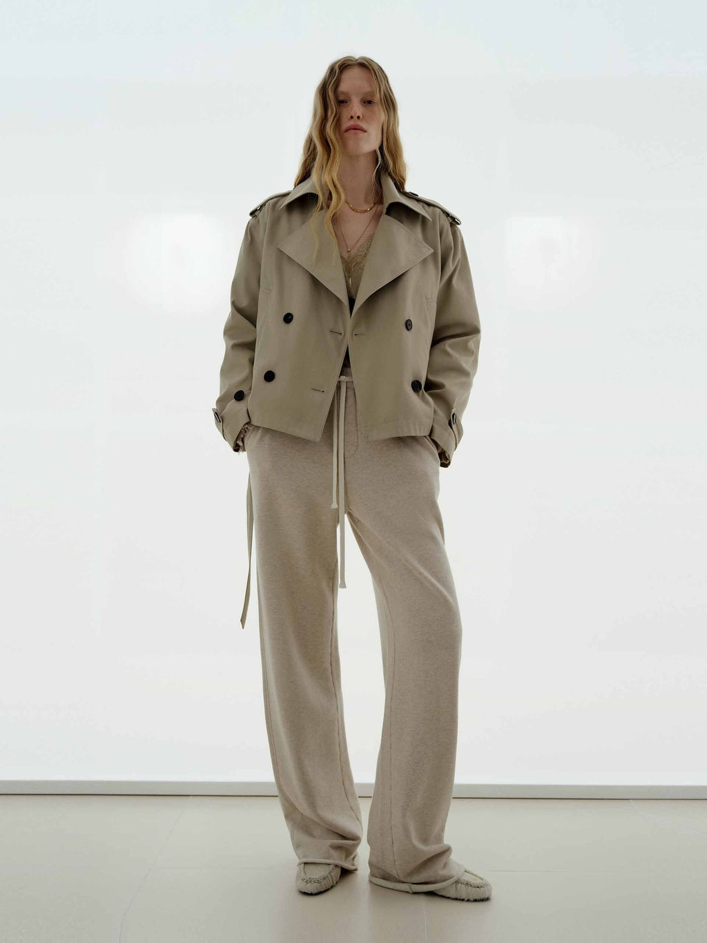 Cotton Cropped Trench Coat