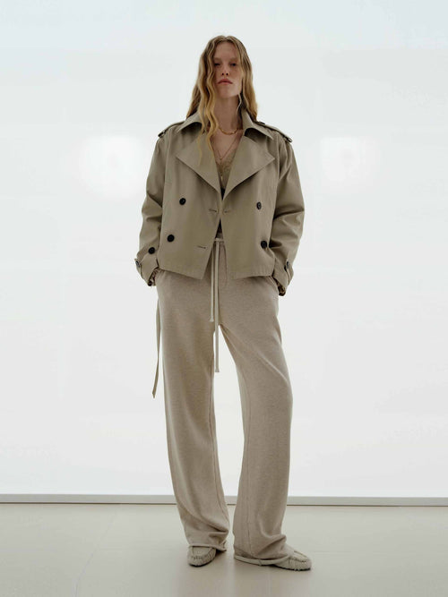 Cotton Cropped Trench Coat