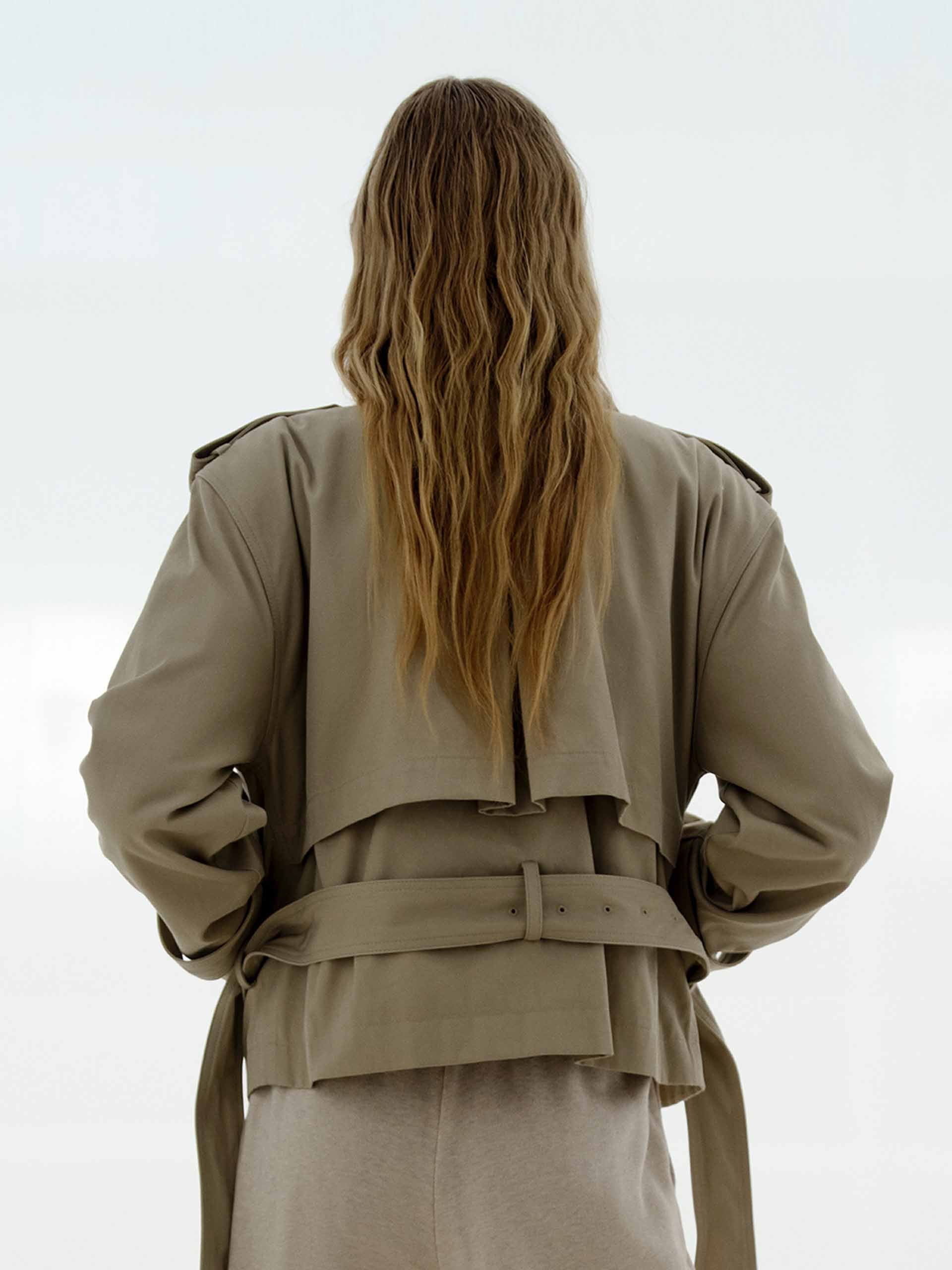 Cotton Cropped Trench Coat