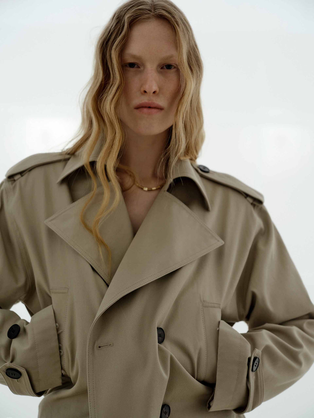 Cotton Cropped Trench Coat