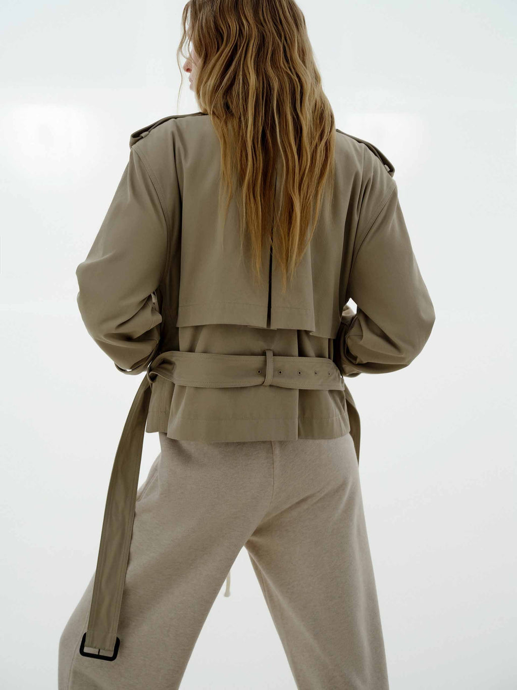 Cotton Cropped Trench Coat