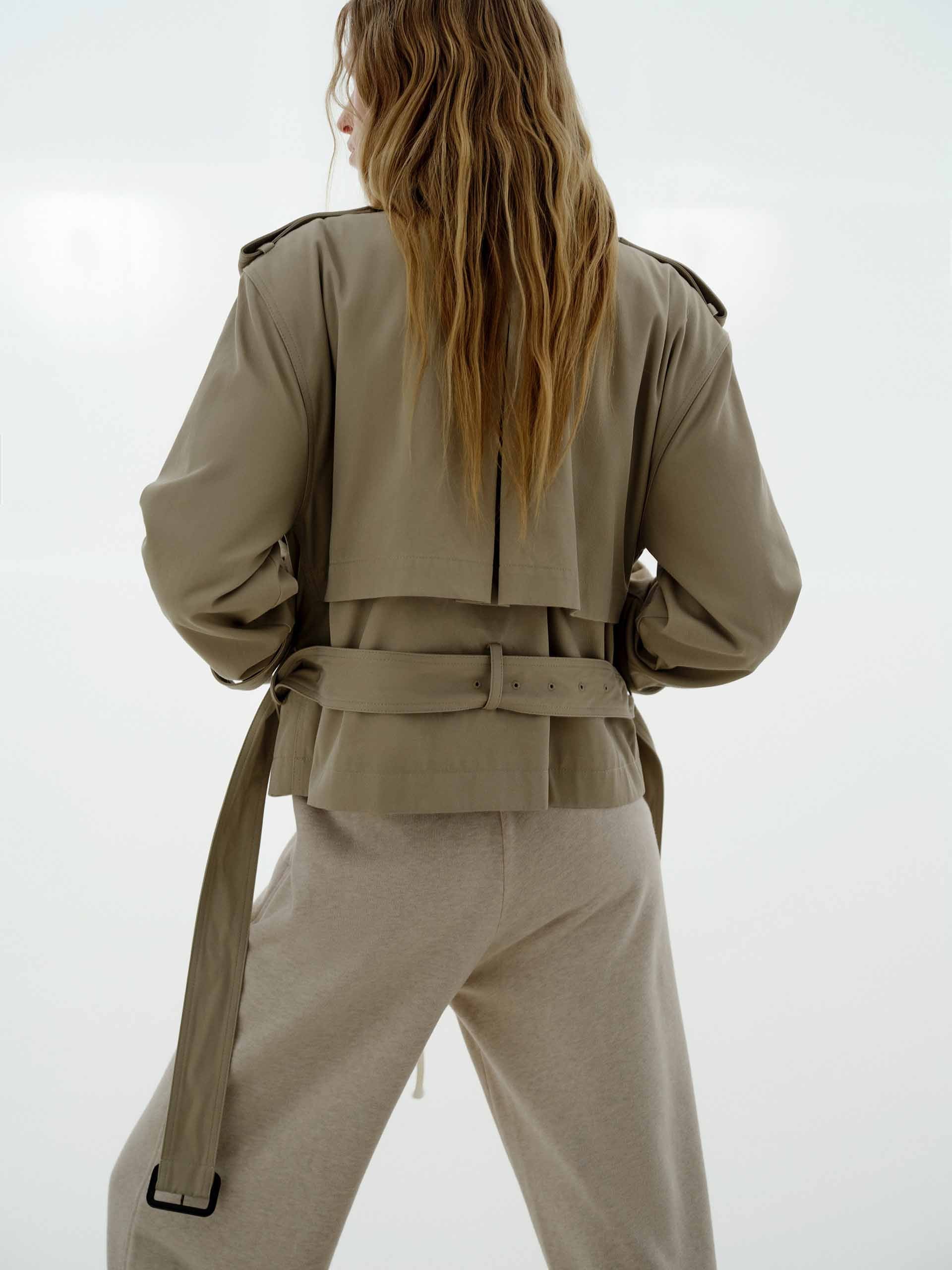 Cotton Cropped Trench Coat