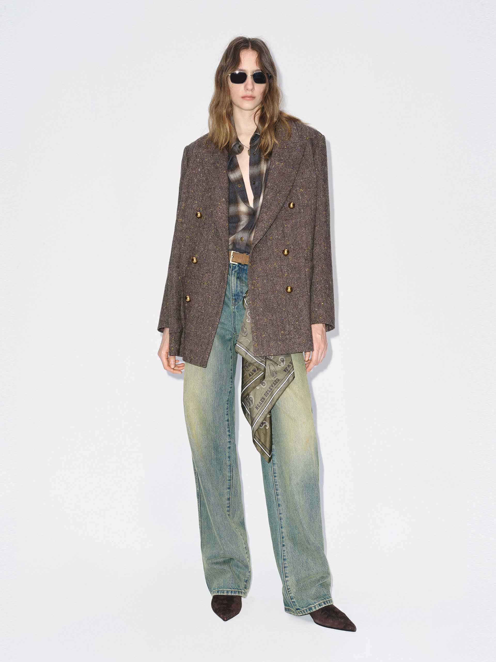 Wool Blend Donegal Tweed Blazer
