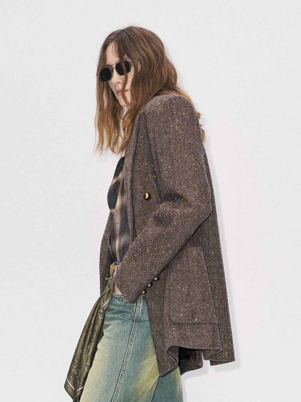 Wool Blend Donegal Tweed Blazer