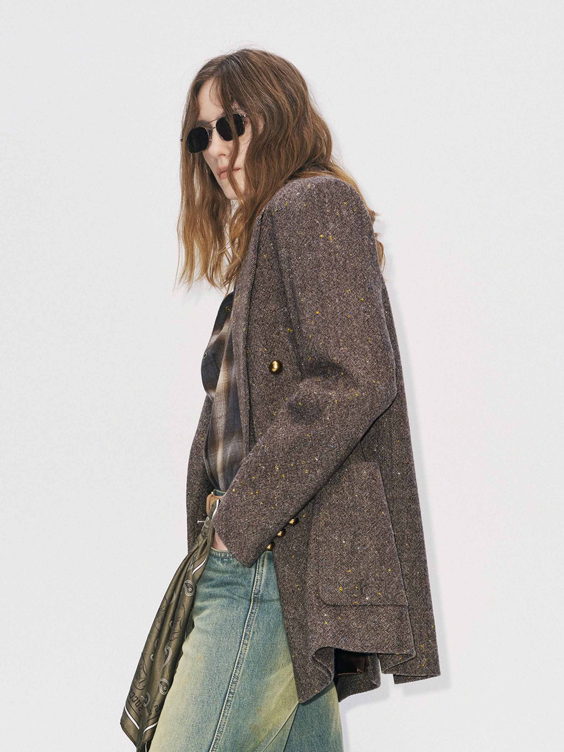 Wool Blend Donegal Tweed Blazer