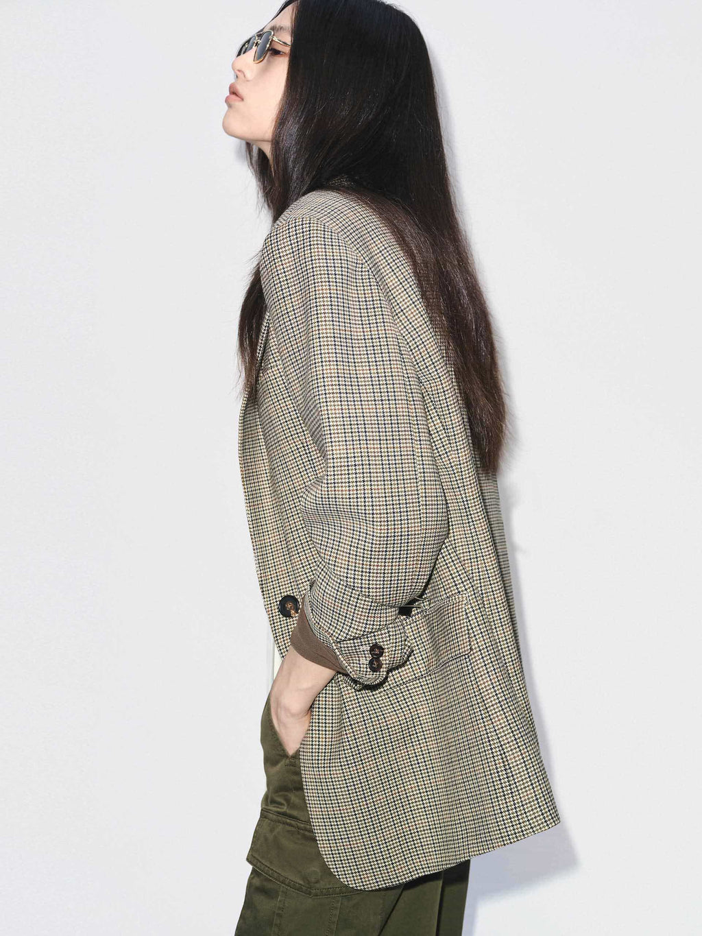 Wool Blend Plaid Blazer