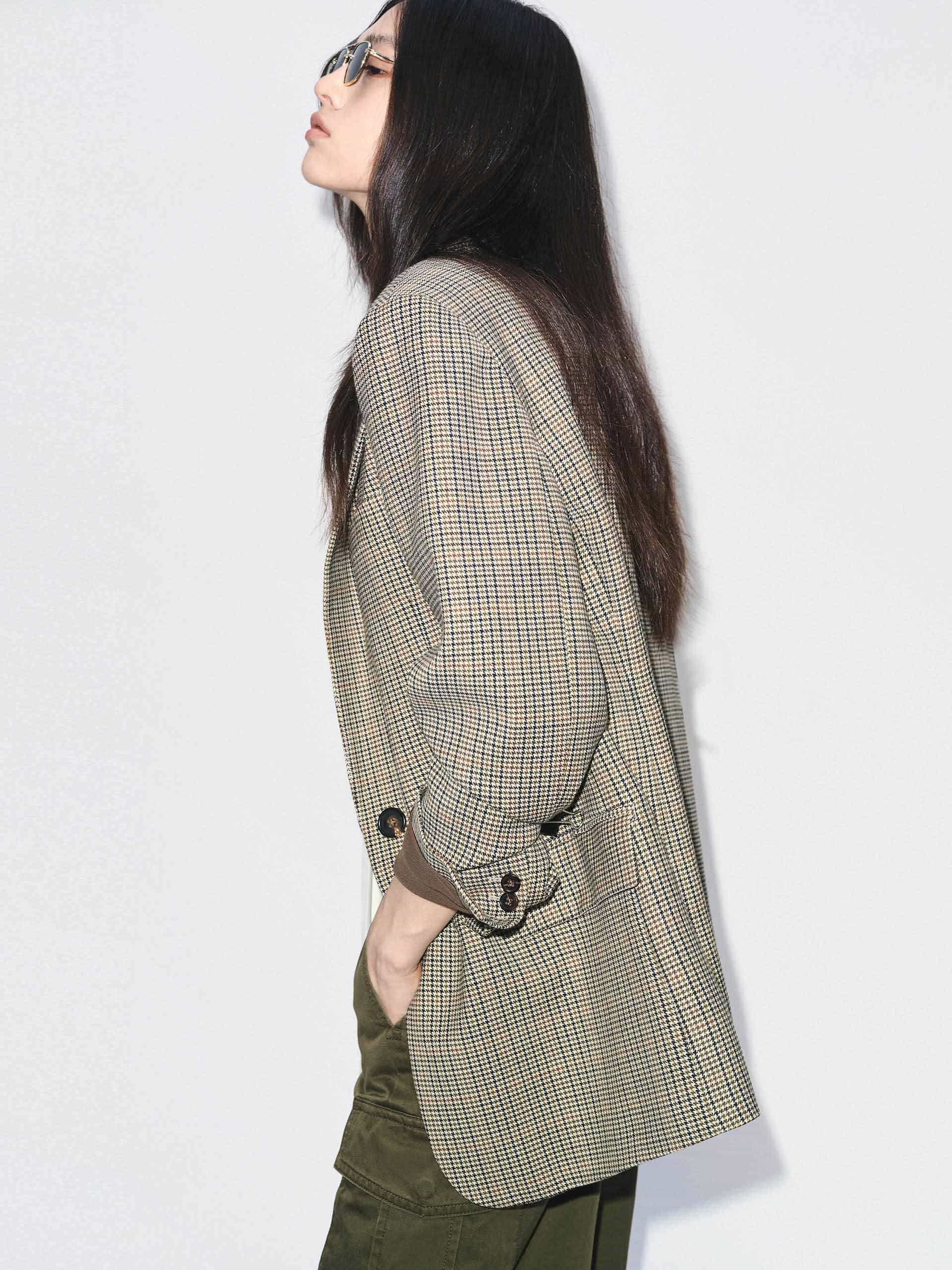 Wool Blend Plaid Blazer