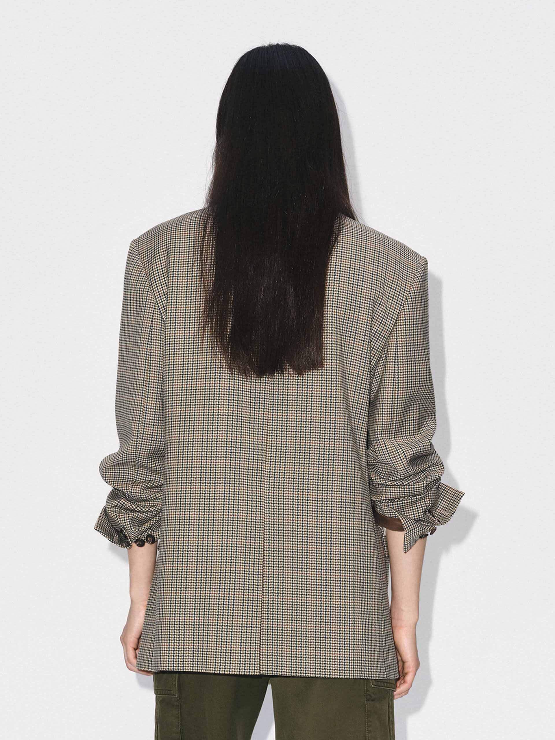 Wool Blend Plaid Blazer