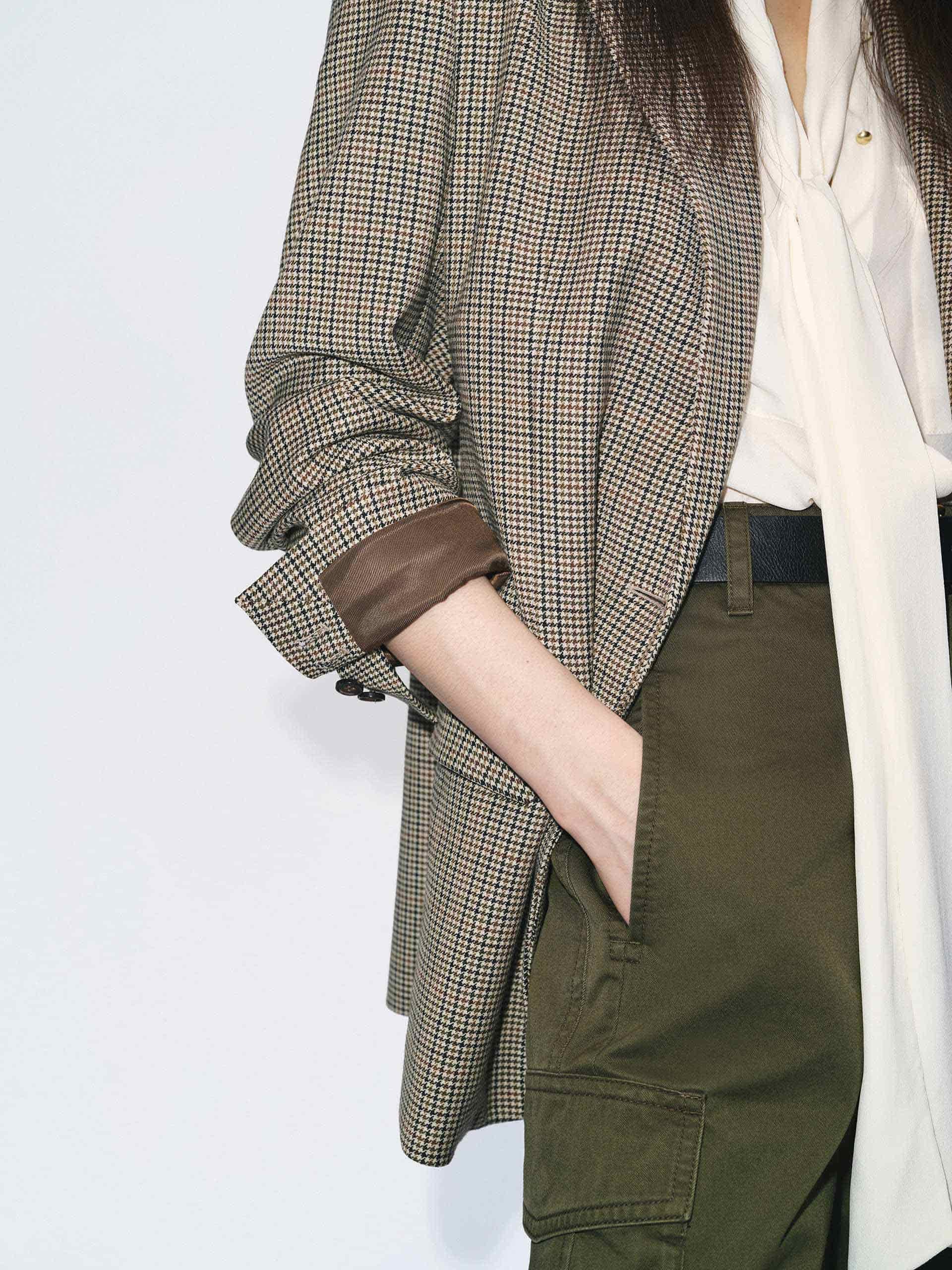 Wool Blend Plaid Blazer