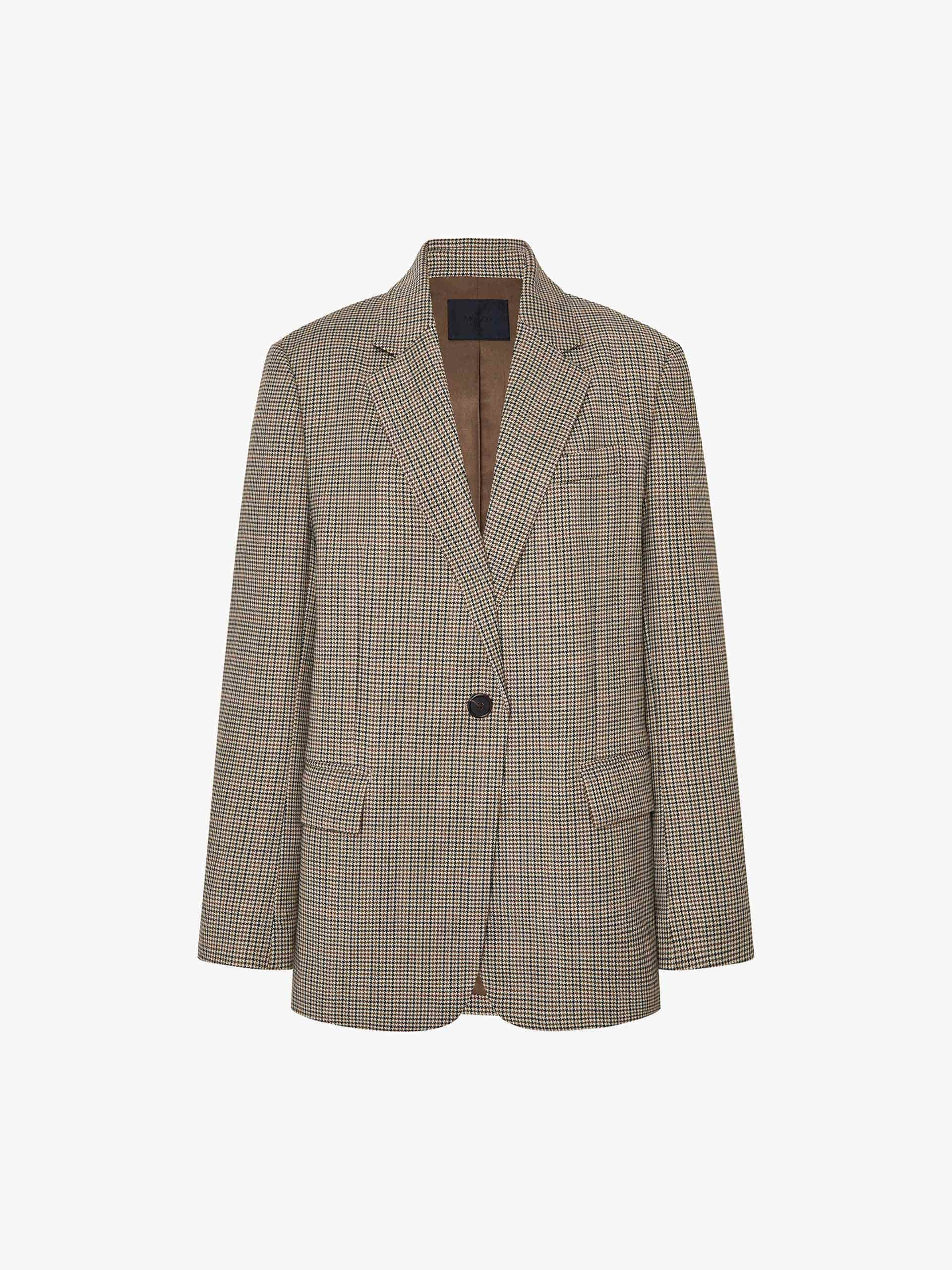 Wool Blend Plaid Blazer