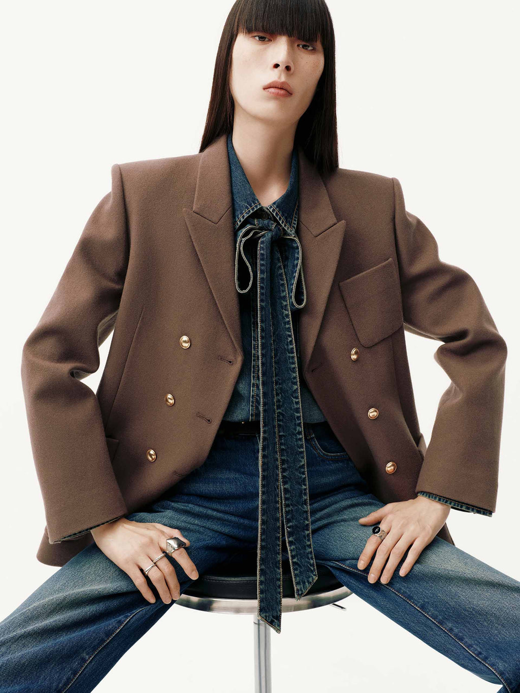Patch Pockets Wool Blazer