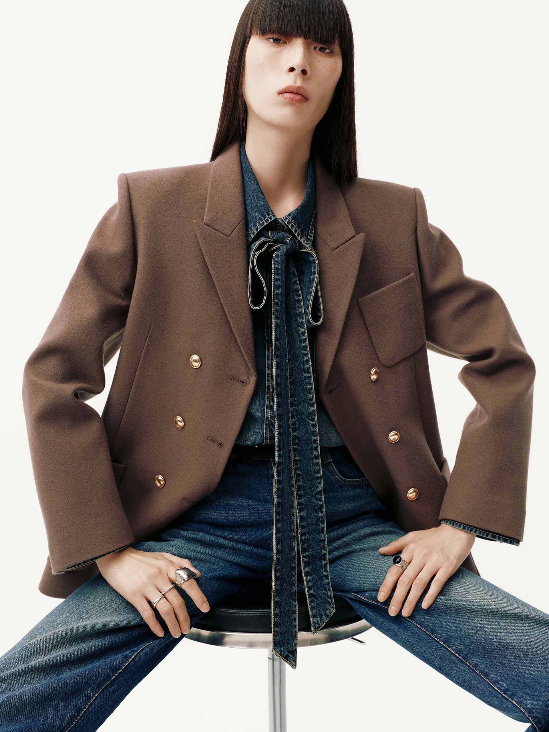 Patch Pockets Wool Blazer